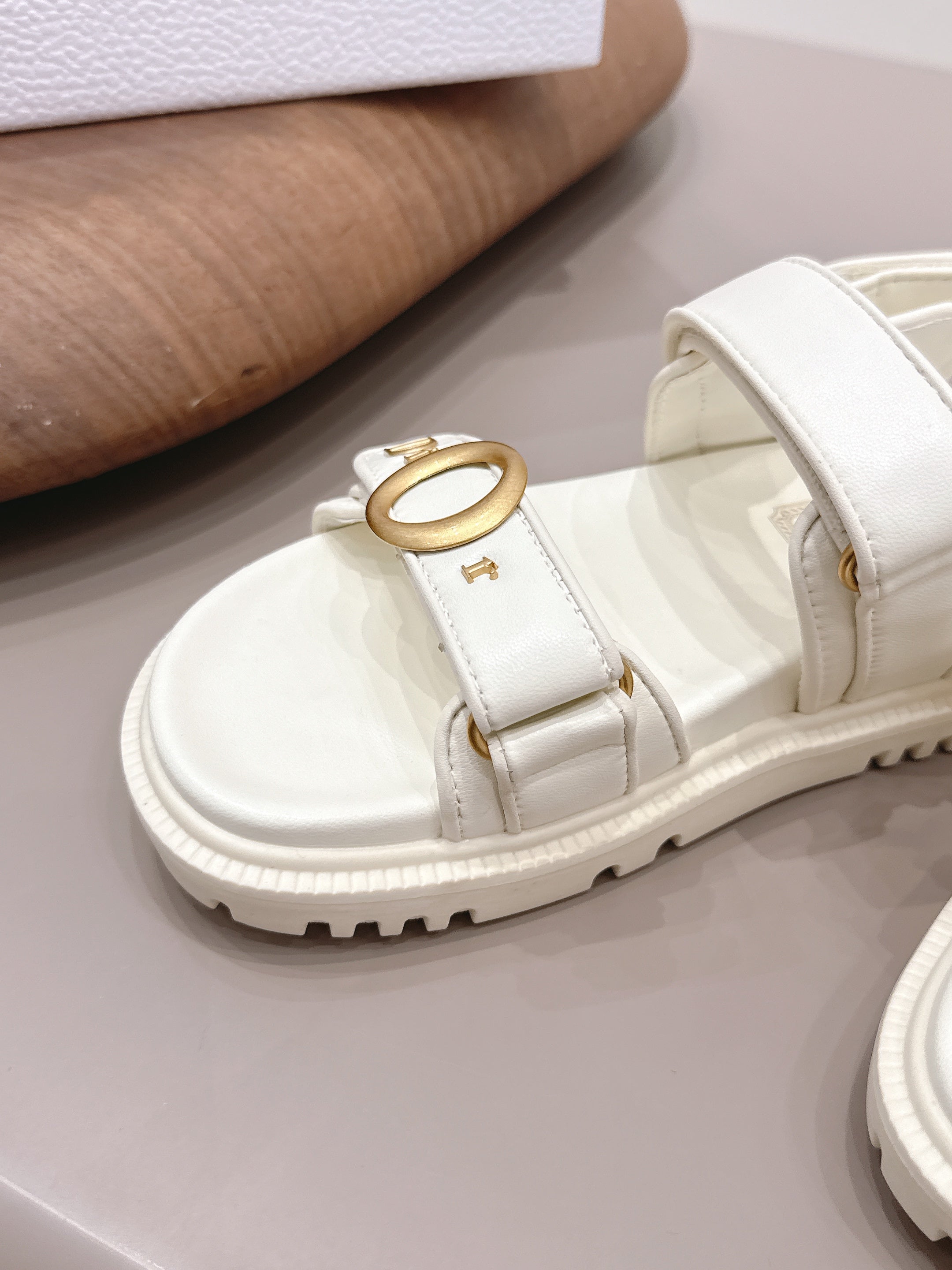 CD 26A Platform Sandal Sheepskin Gold Buckle