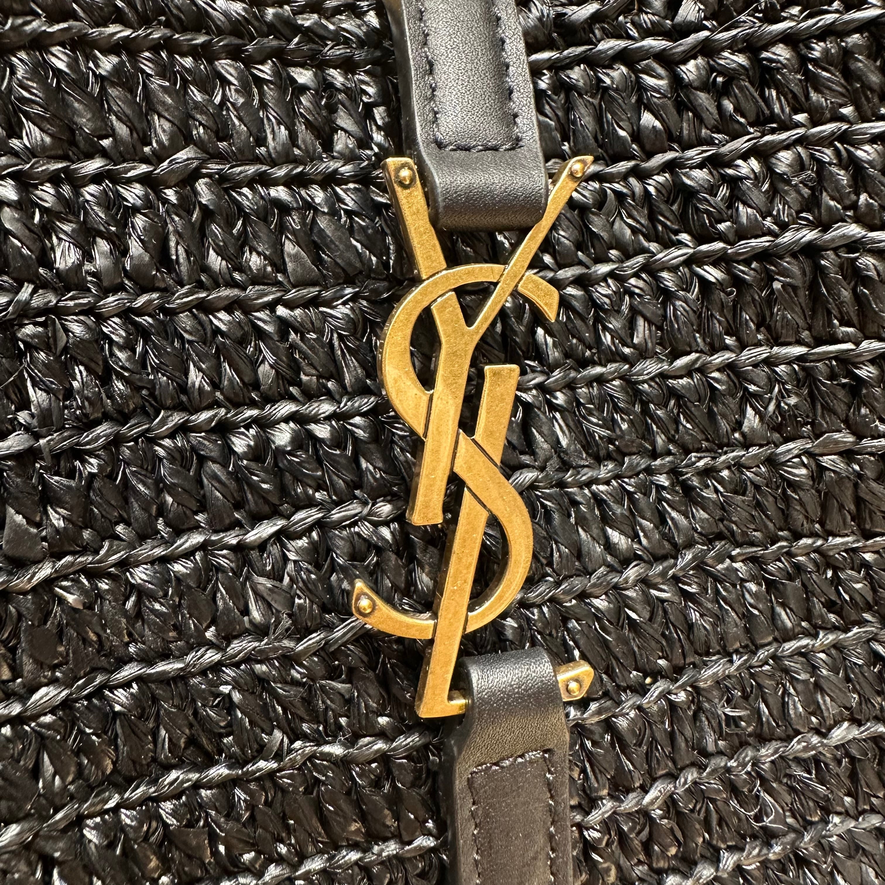 YSL LE 5 À 7 Shoulder Bag 22 Black Raffia