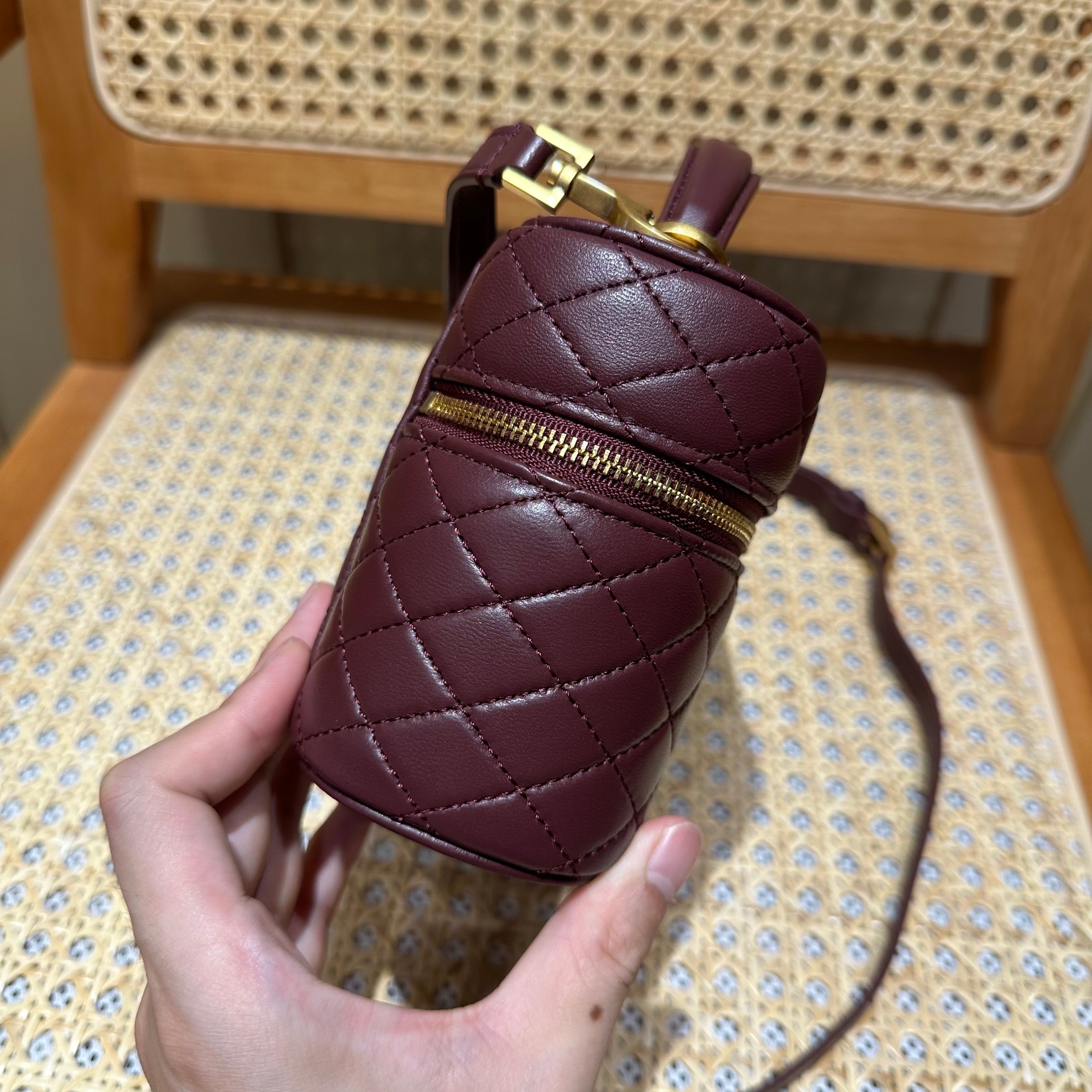 YSL Gaby Vanity Bag 18 Burgundy Quilted Calfskin