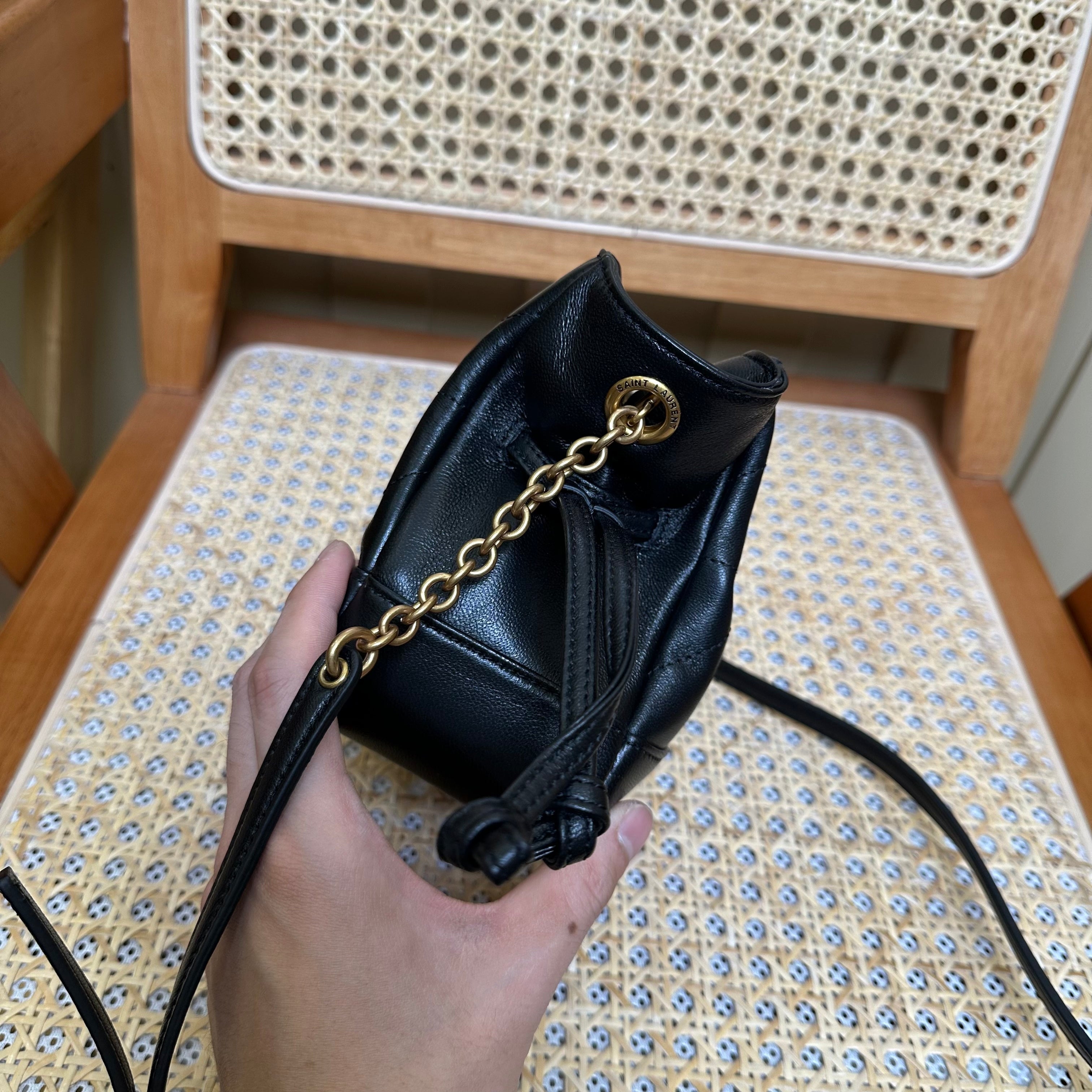 YSL Jamie Mini Crossbody Bag 16 Black Lambskin Gold Hardware