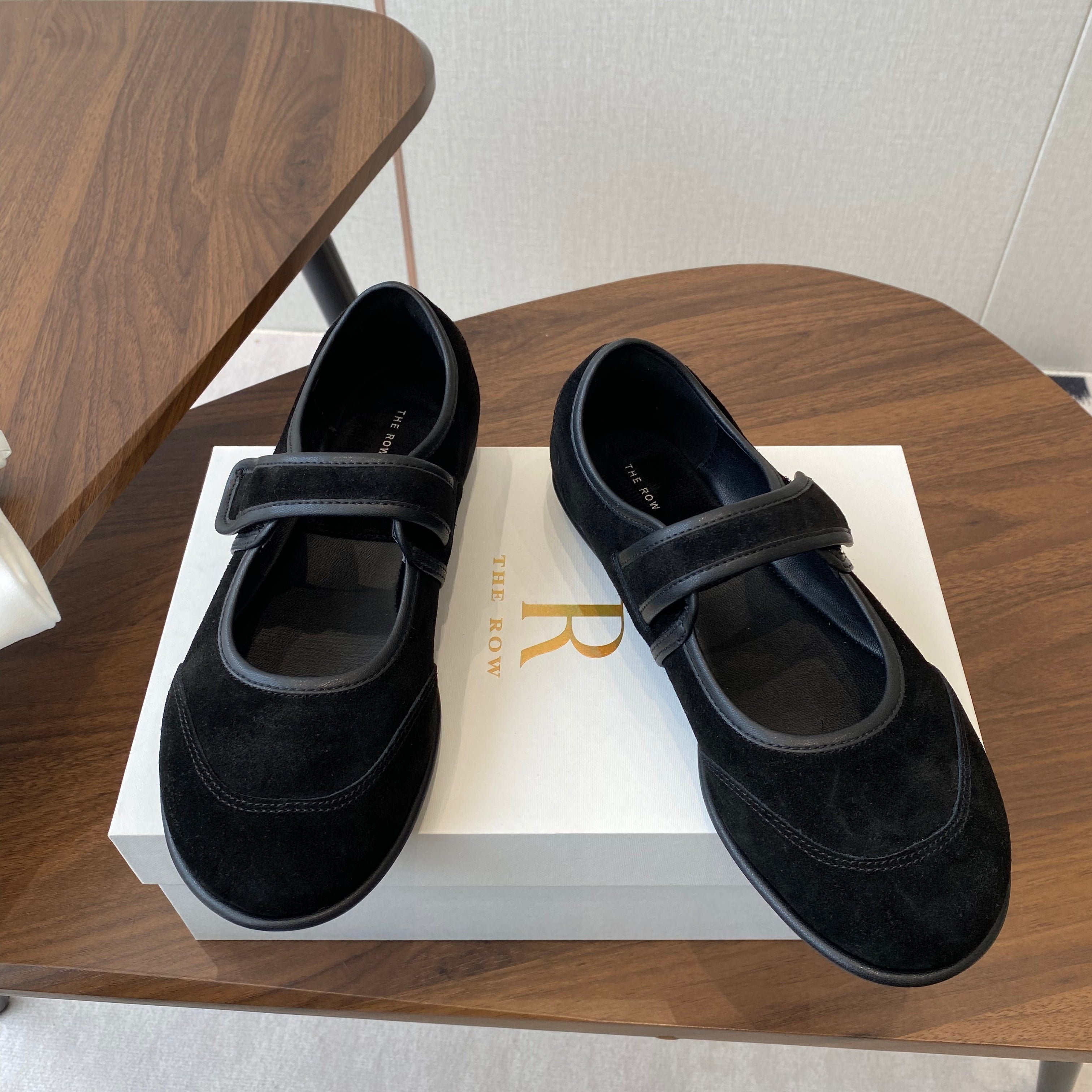HM  25s Velcro Mary Jane Black Suede