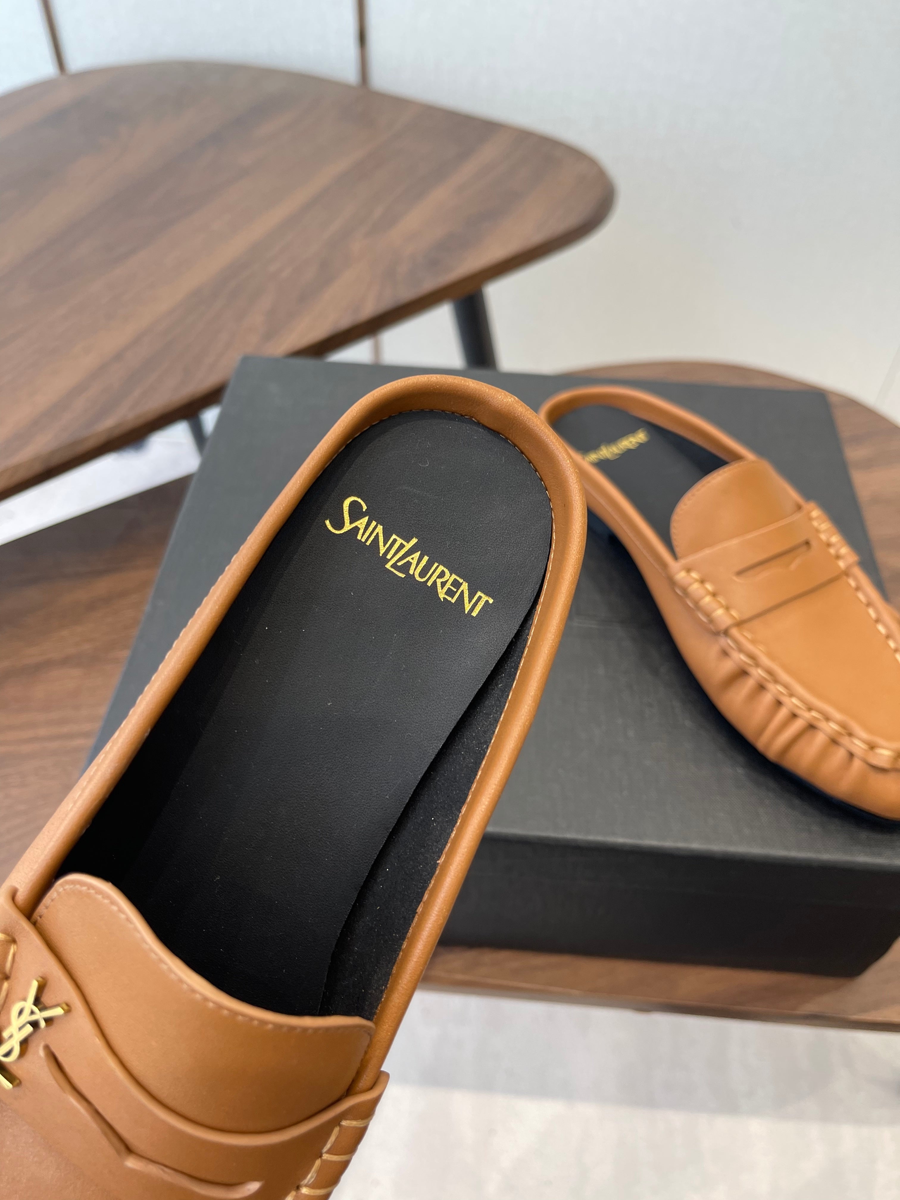 Saint Laurent 2026 Le Loafer Mules Brown Leather 624629