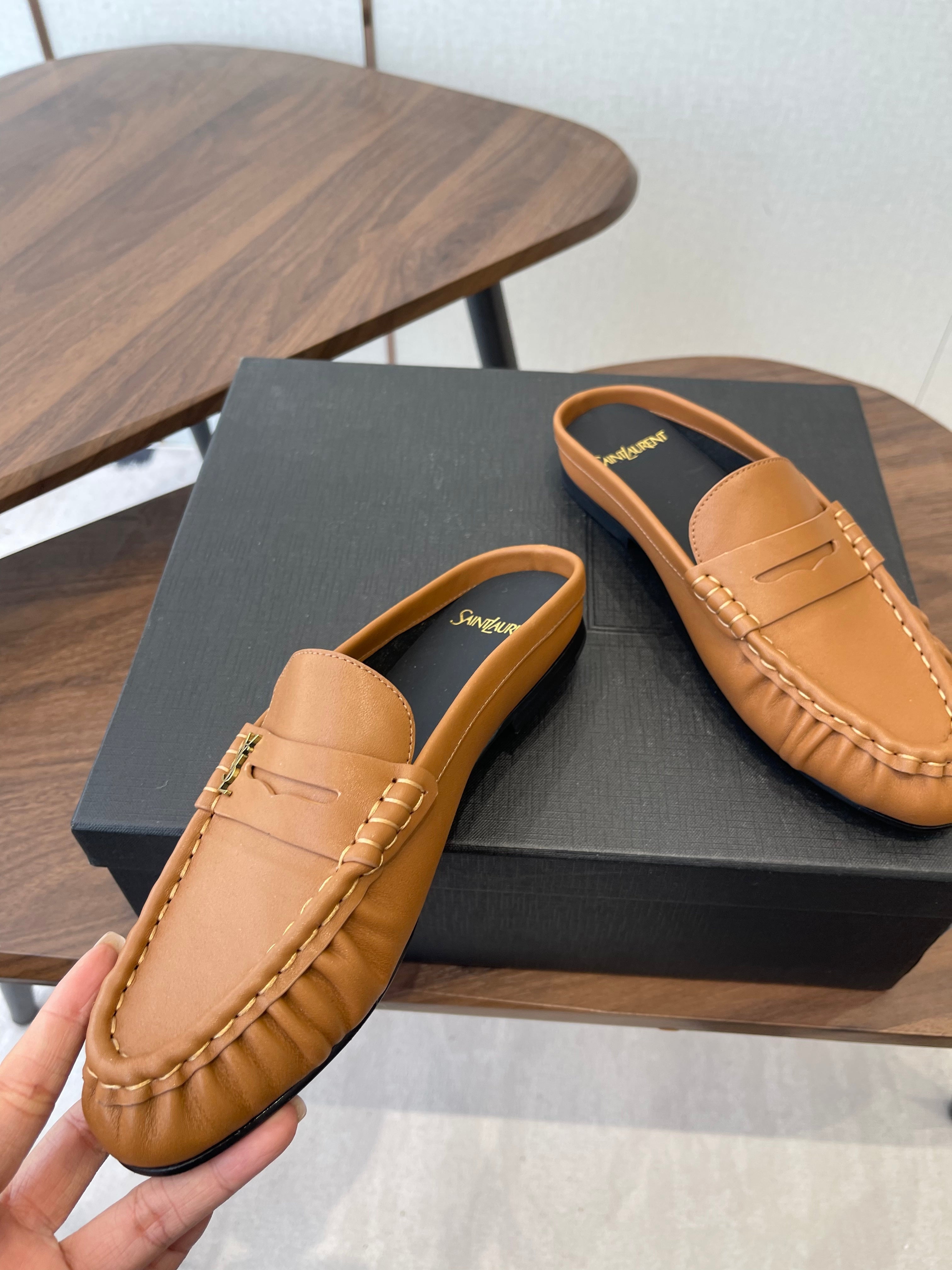 Saint Laurent 2026 Le Loafer Mules Brown Leather 624629