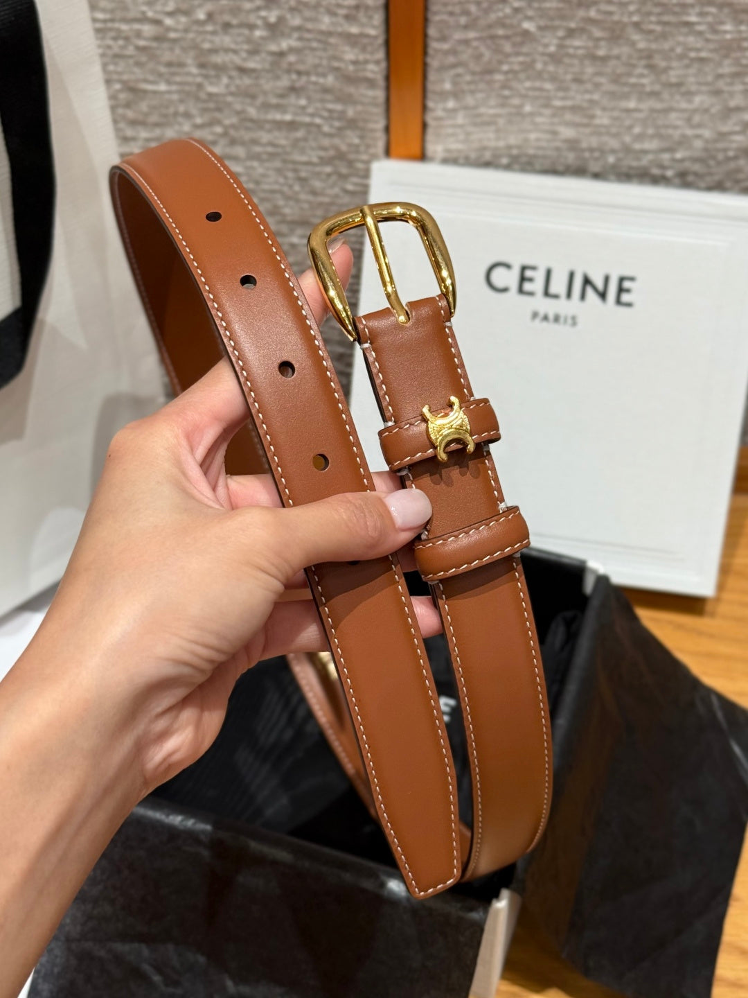 Celine 2026 Vivenne Belt 2.5cm Taurillon Leather