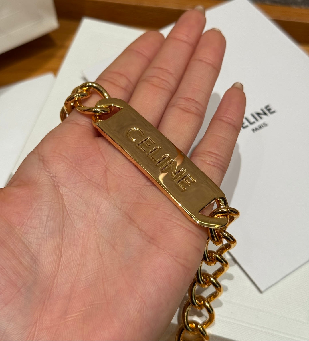 Celine 2026 Gold Nameplate Chain Belt