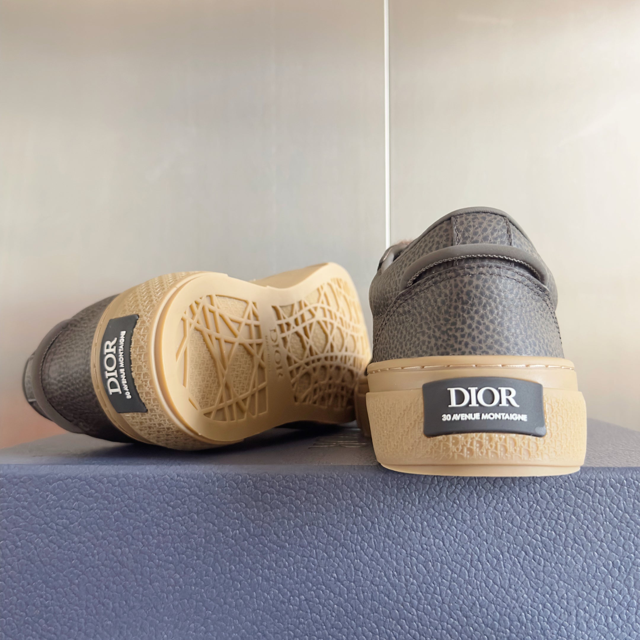 CD 26 B33 Platform Sneakers Dark Gray Monogram Cowhide 609188
