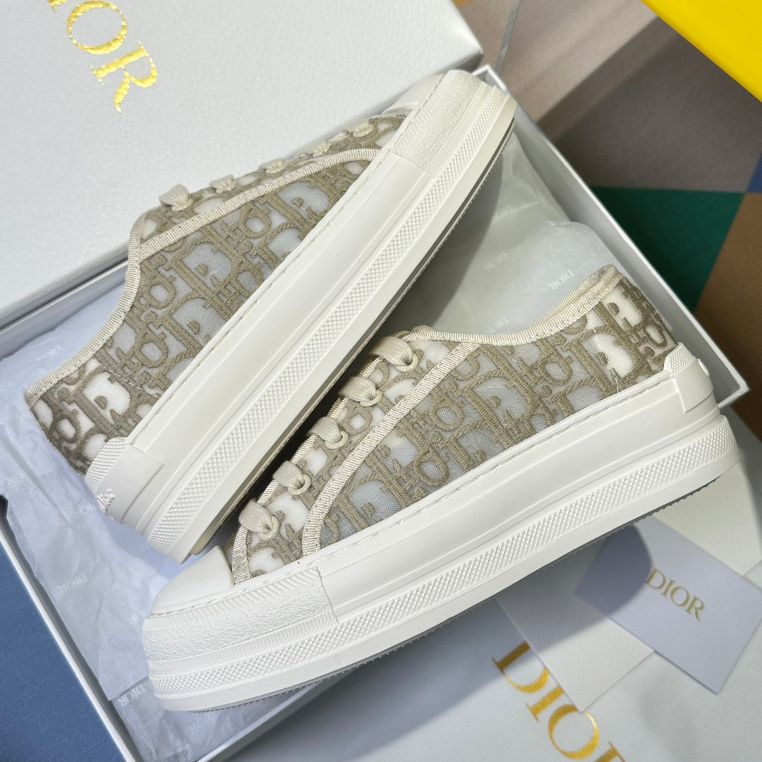Dior 2026 Walk'n'Dior Platform Sneaker White Beige Fabric Sheepskin 713665