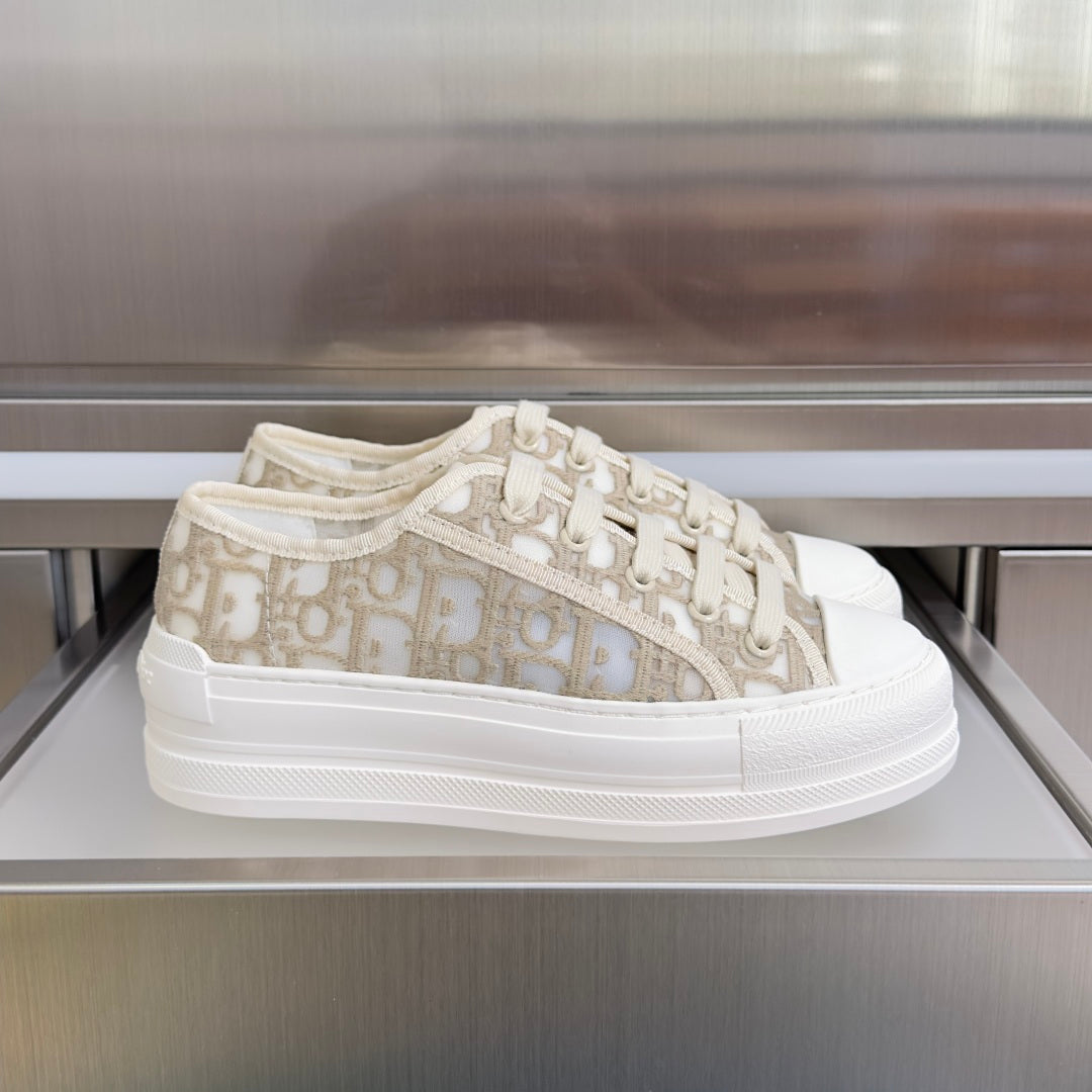Dior 2026 Walk'n'Dior Platform Sneaker White Beige Fabric Sheepskin 713665