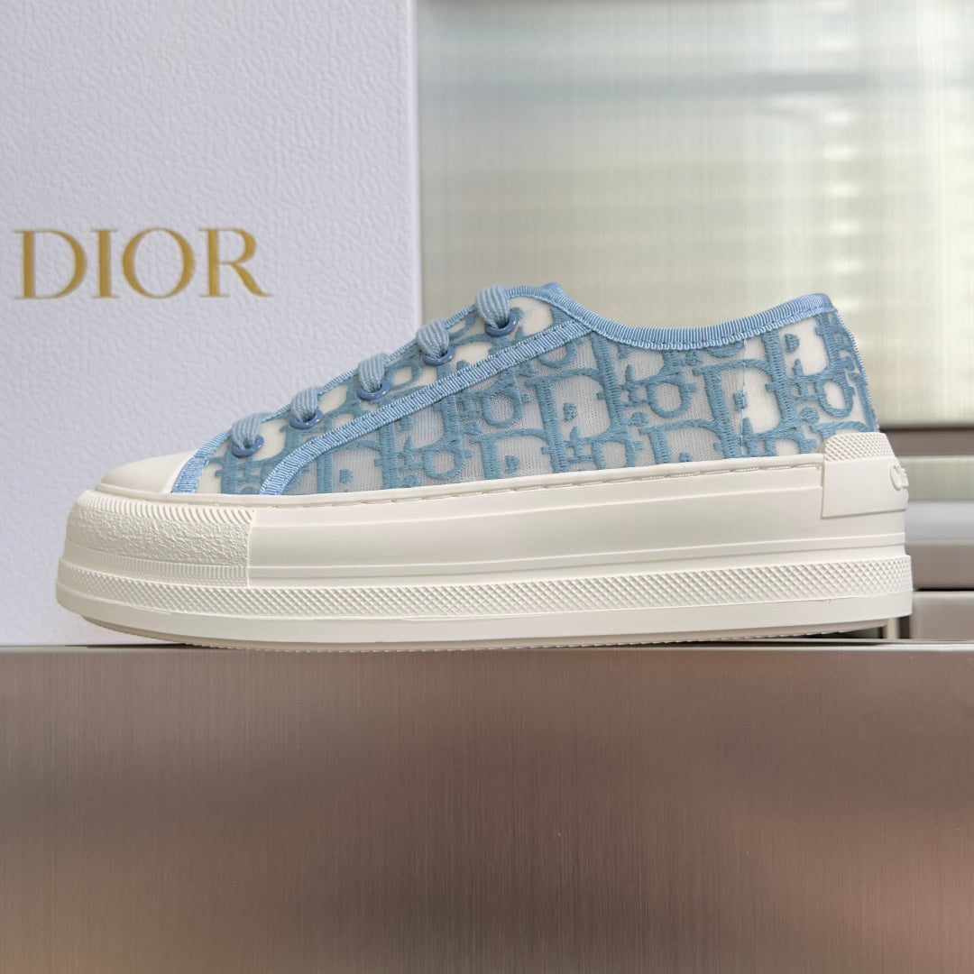 Dior 2026 Walk'n'Dior Platform Sneaker White Blue Fabric Sheepskin 713664