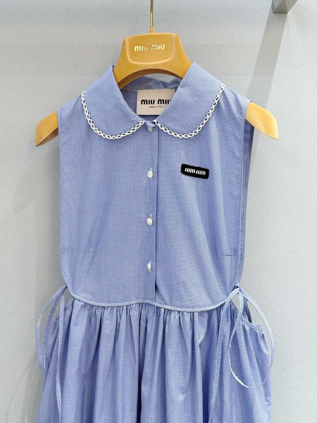 Miu Miu 2026 Plaid Top Blue Cotton
