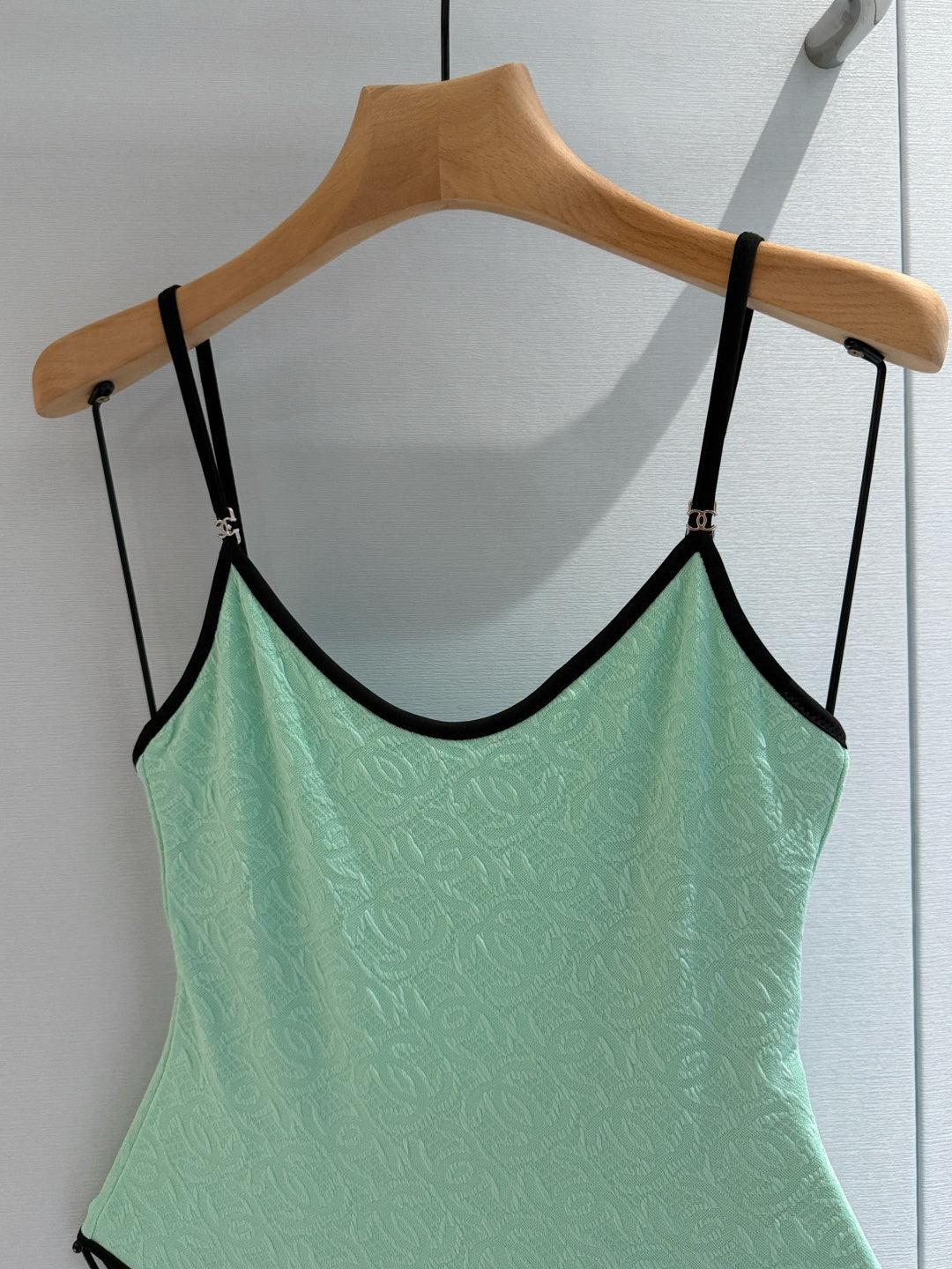 Chanel 2026 One-piece Swimsuit Mint Green mix Black Cotton 650604