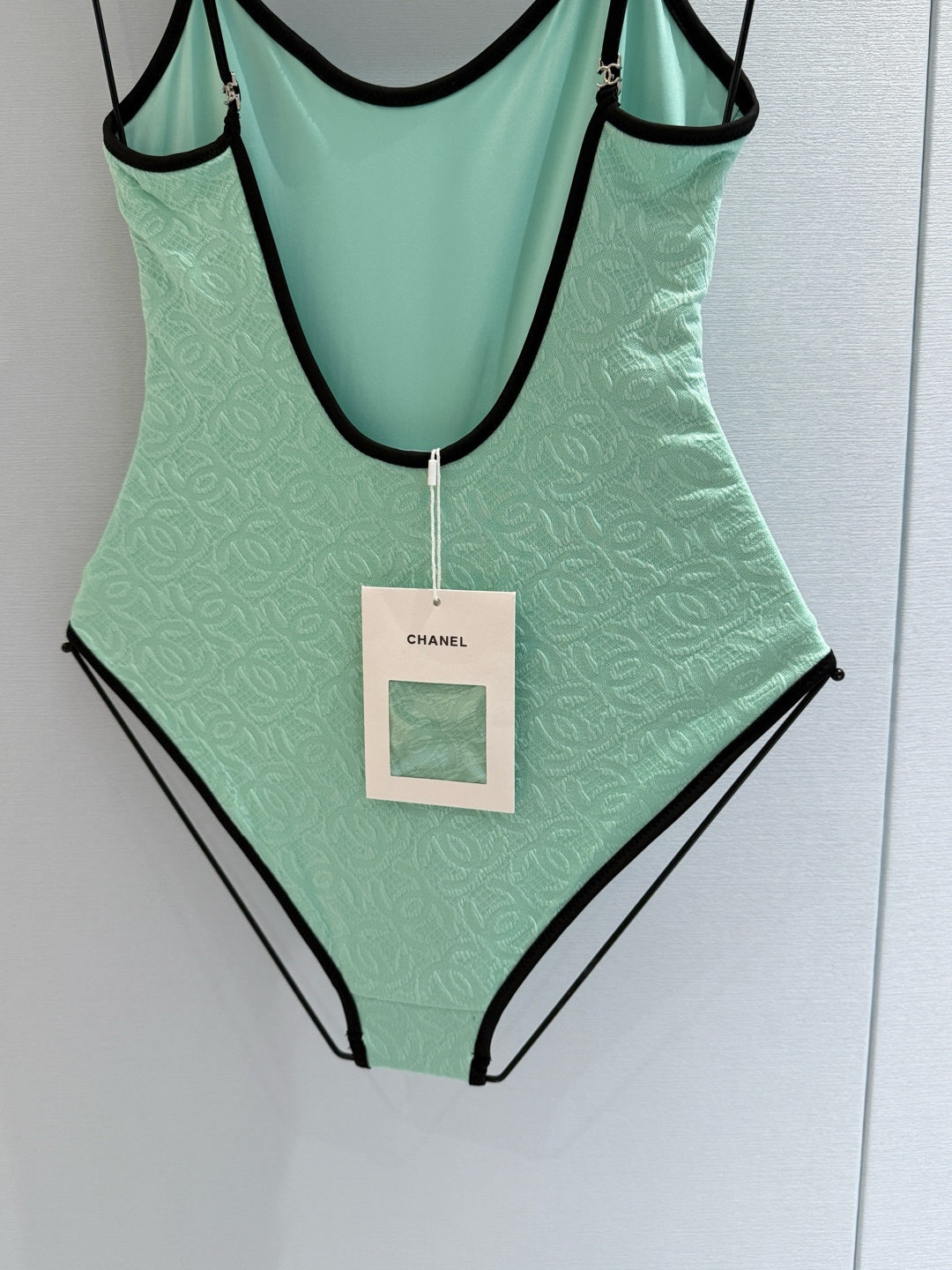 Chanel 2026 One-piece Swimsuit Mint Green mix Black Cotton 650604