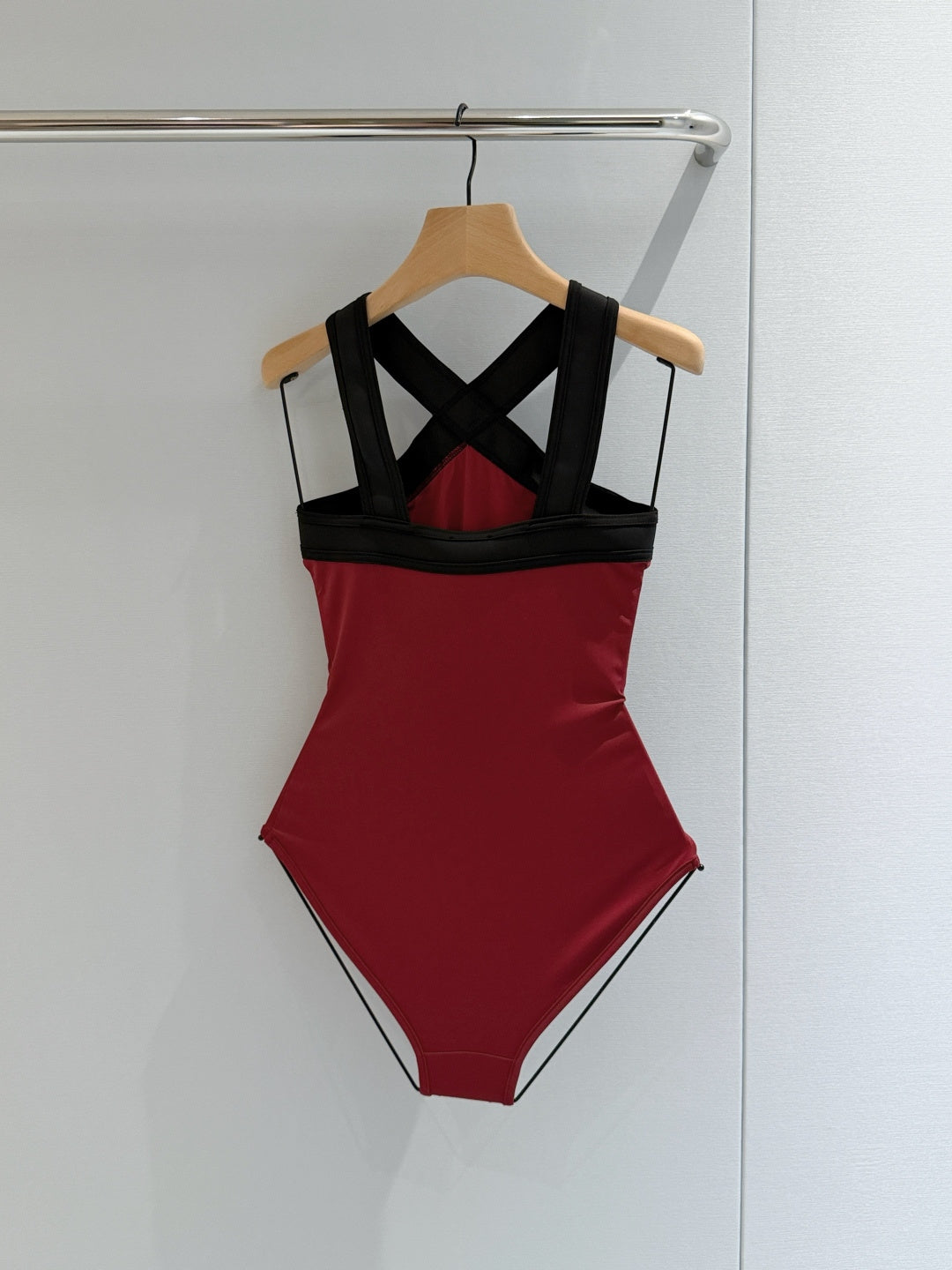 Chanel 2026 One-piece Swimsuit Dark Red mix Black Cotton 670050