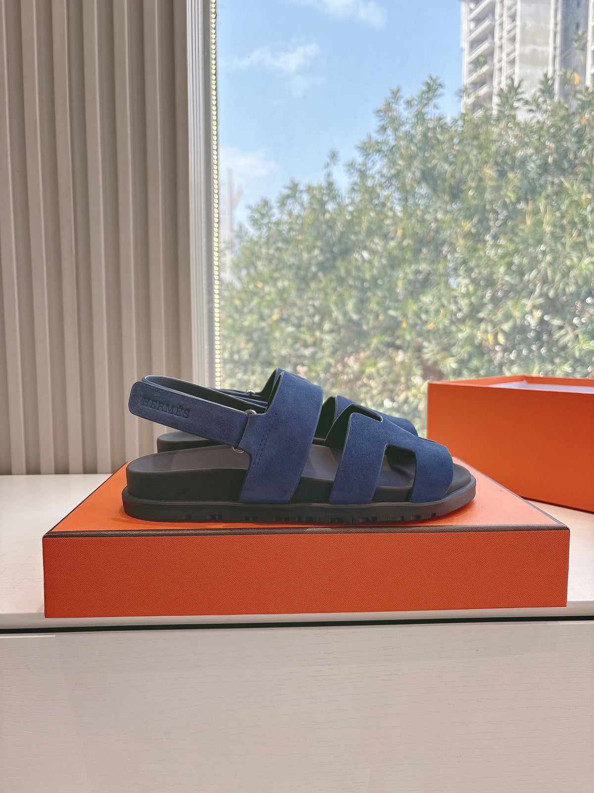 HM 25 Genius Sandal Dark Blue Suede Calfskin