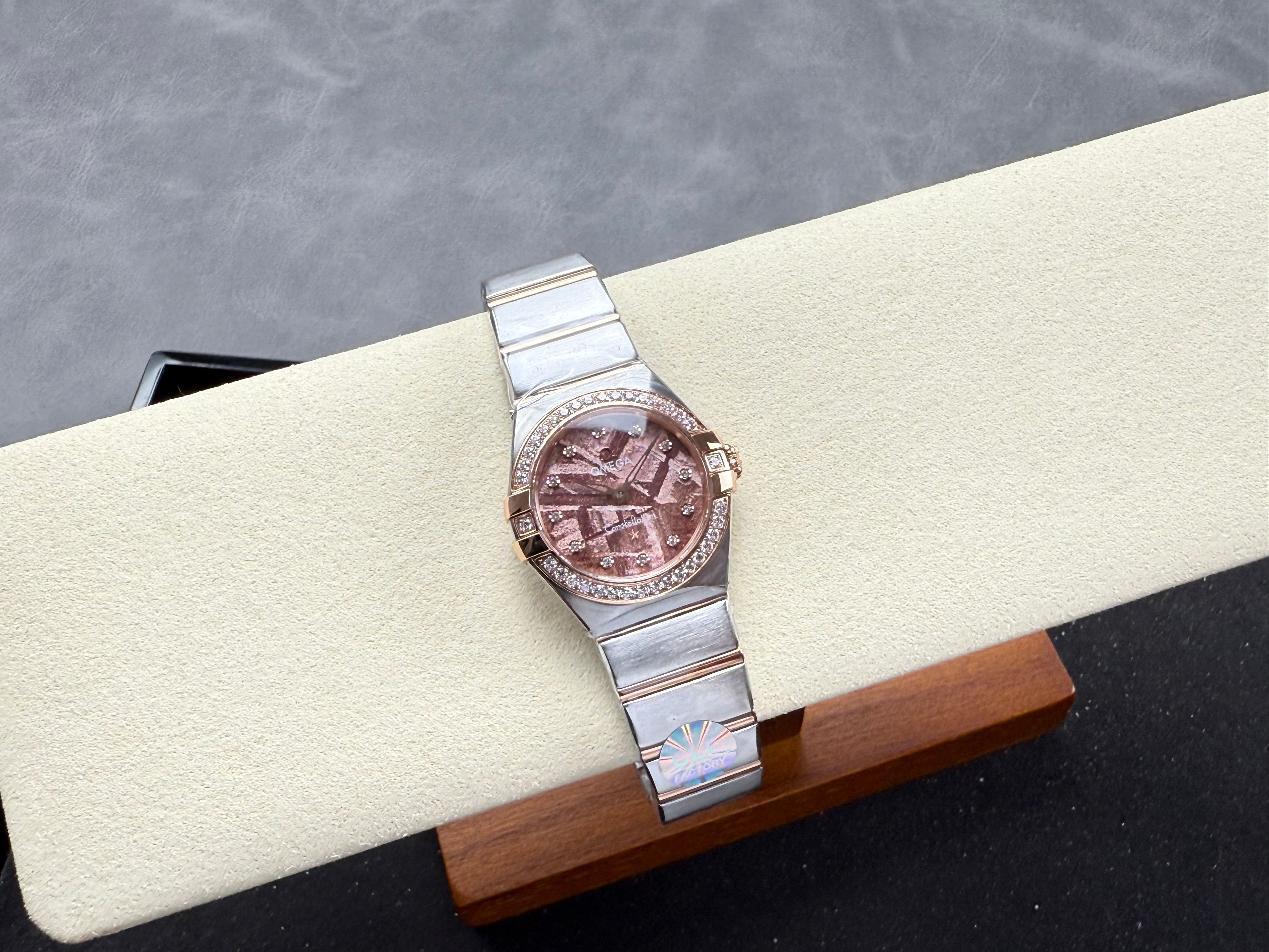 Omega Constellation 28mm Swiss Quartz Purple Meteorite Dial Watch