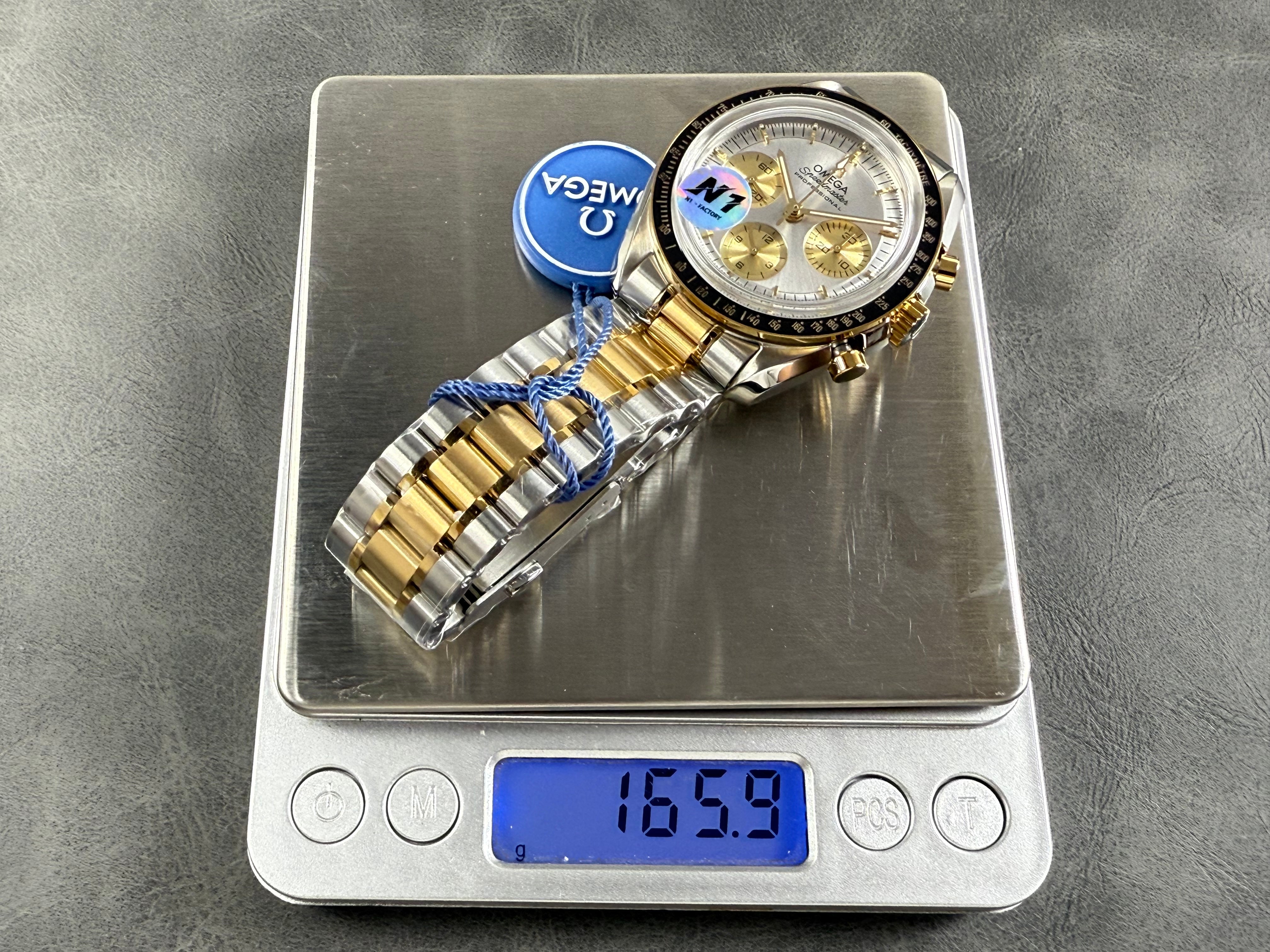 Omega Speedmaster Professional Moonwatch 42mm Gold Steel Strap Silver Dial