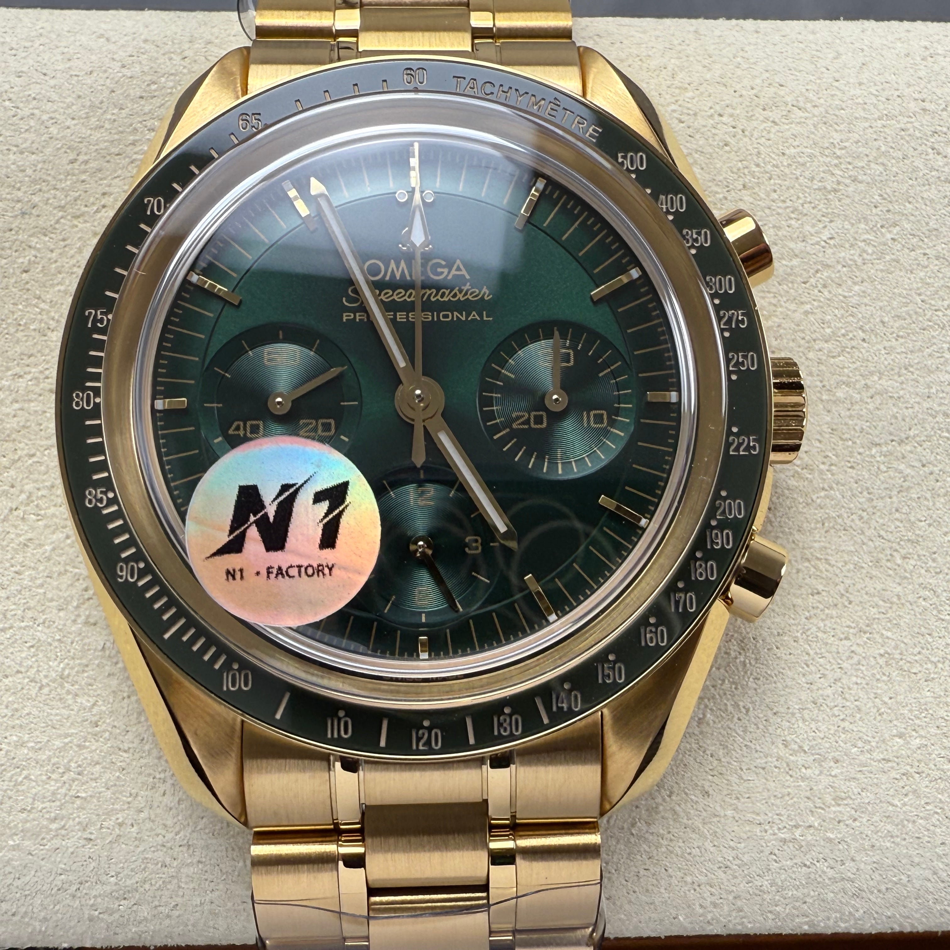 Omega Speedmaster Professional Moonwatch 42mm Yellow Gold Green Dial 233470