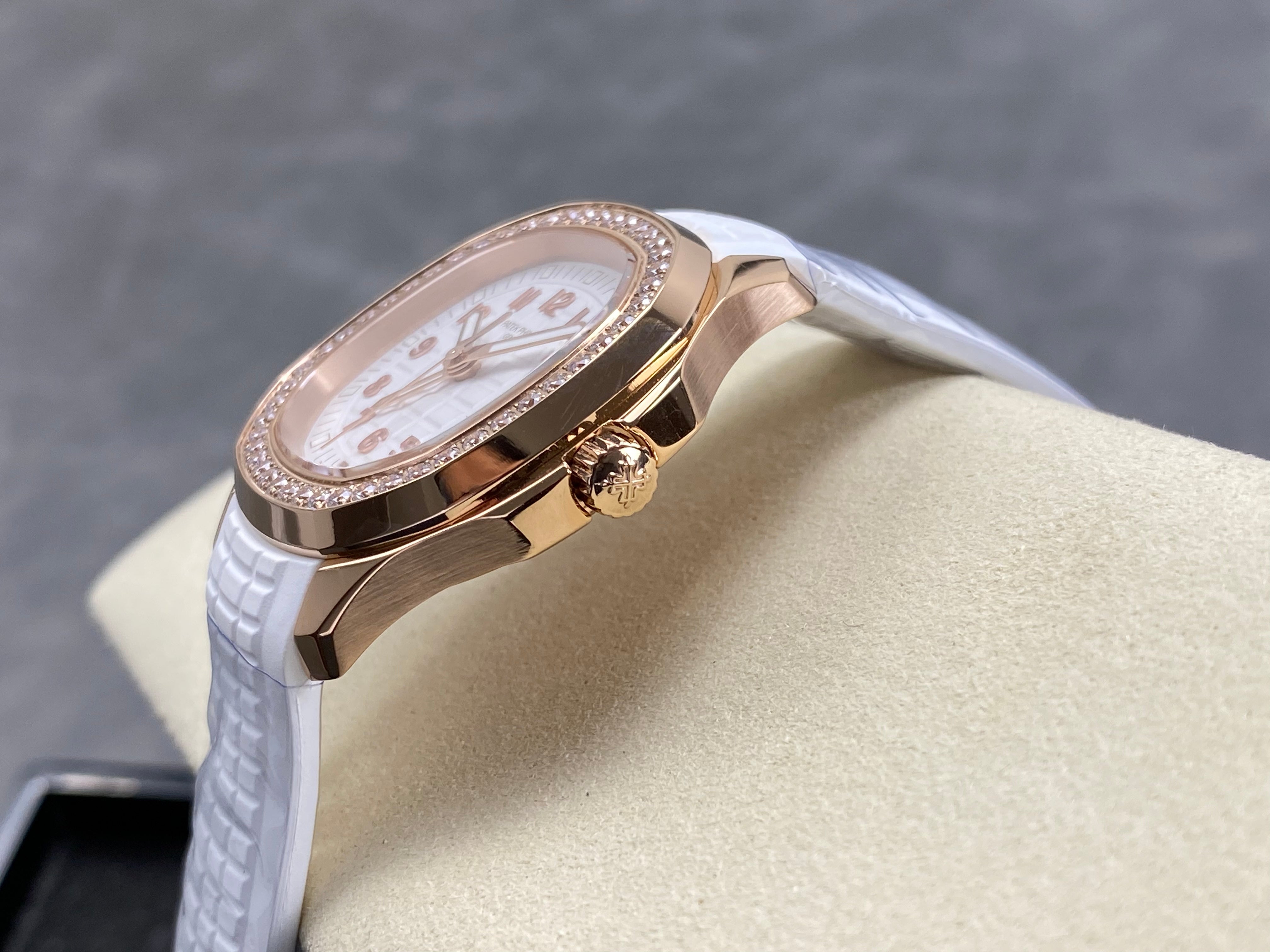 Patek Philippe Aquanaut 38.8mm Rose Gold Case White Rubber Strap