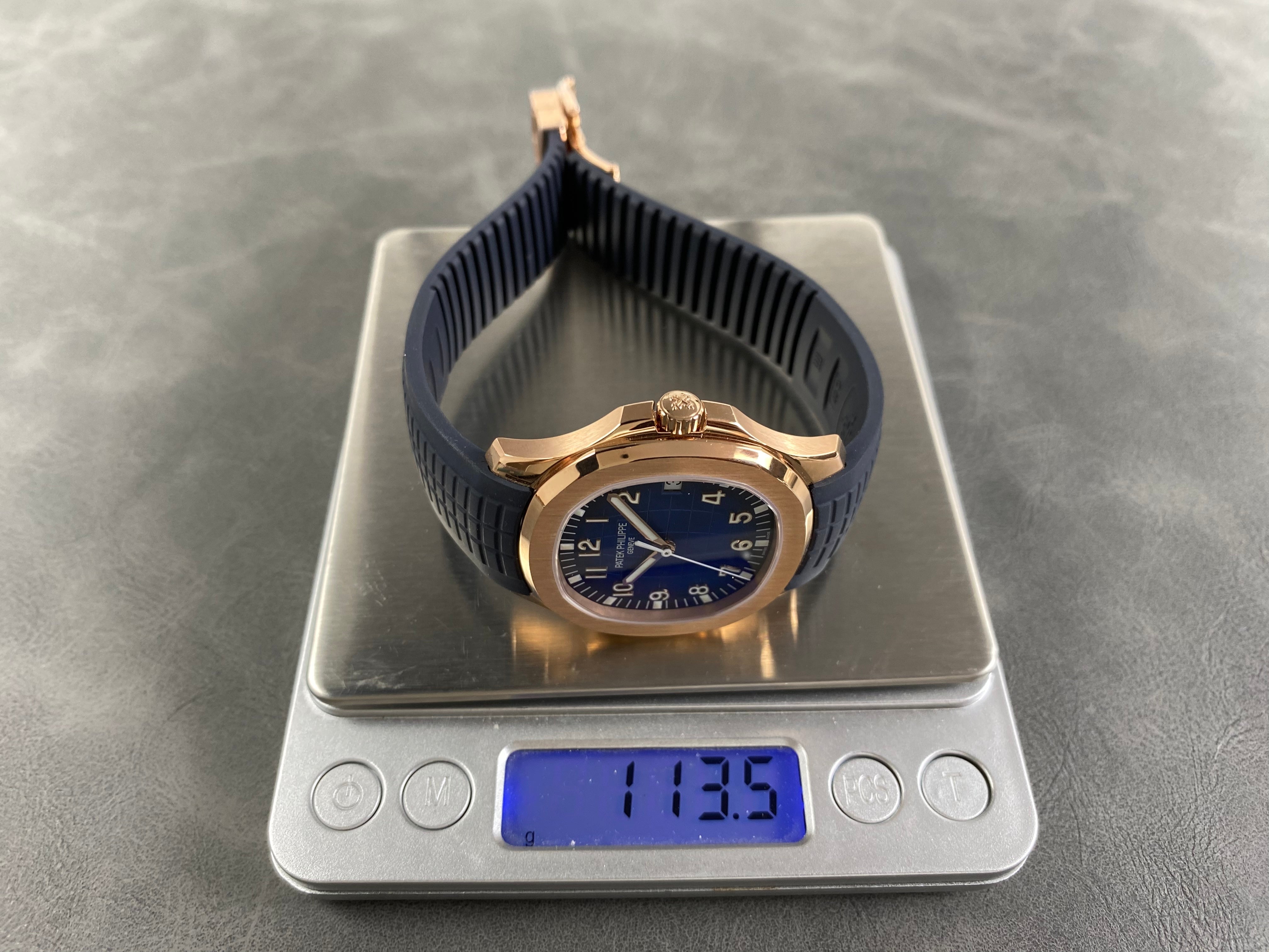 Patek Philippe Aquanaut 40mm Blue Dial Rose Gold Case Blue Rubber Strap