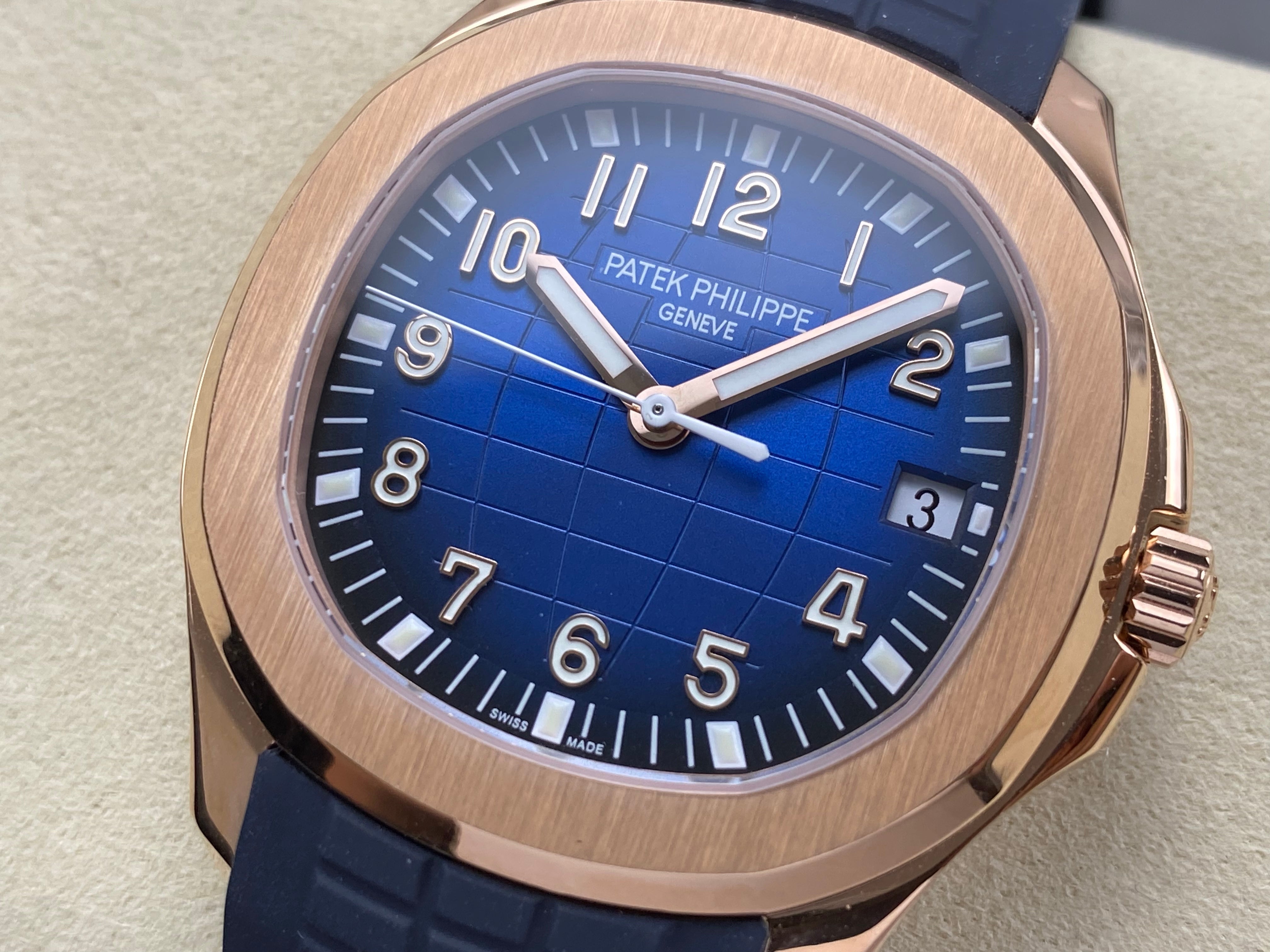 Patek Philippe Aquanaut 40mm Blue Dial Rose Gold Case Blue Rubber Strap