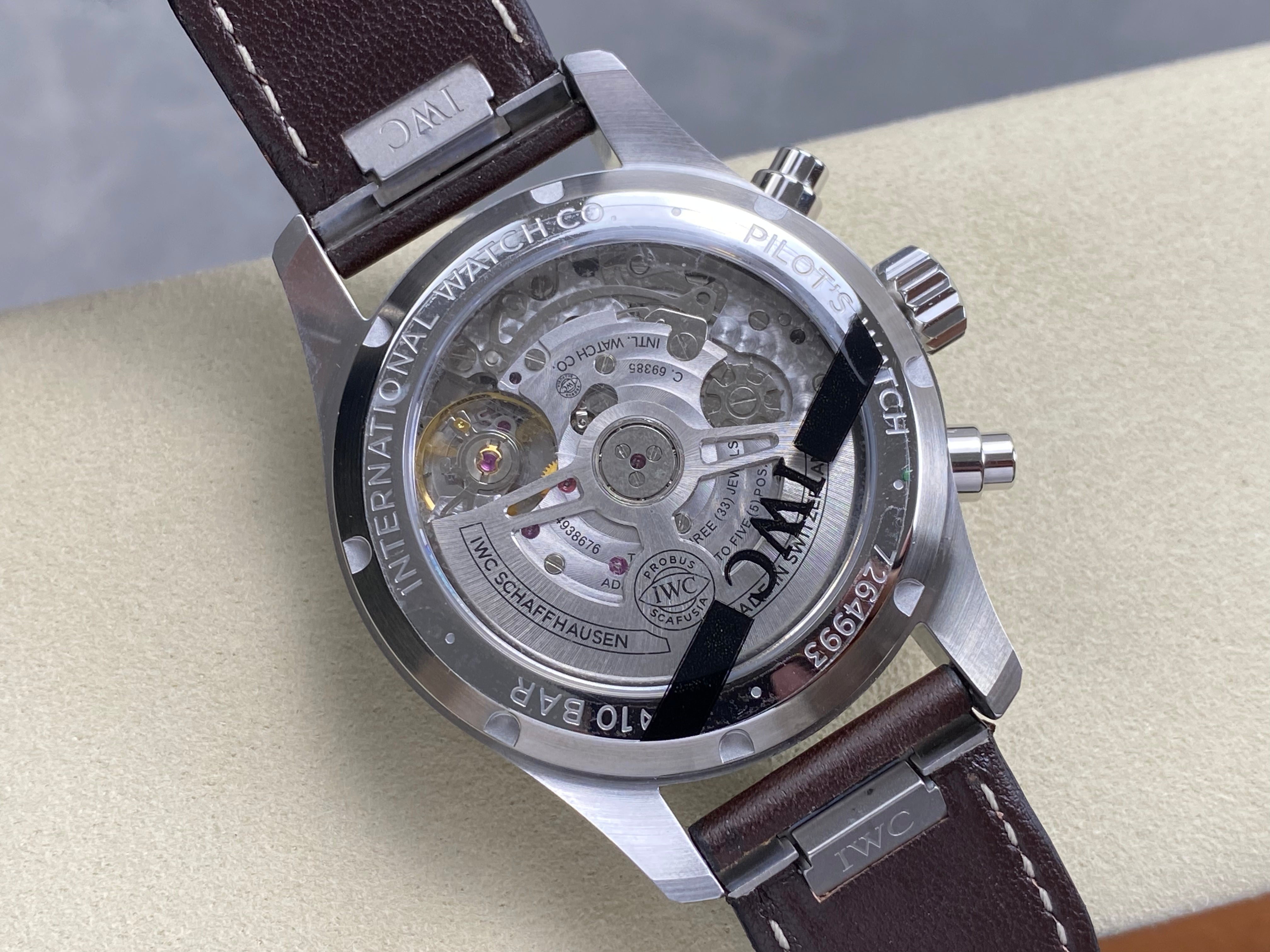 IWC Schaffhausen Pilot's 41mm Green Dial Brown Leather Strap