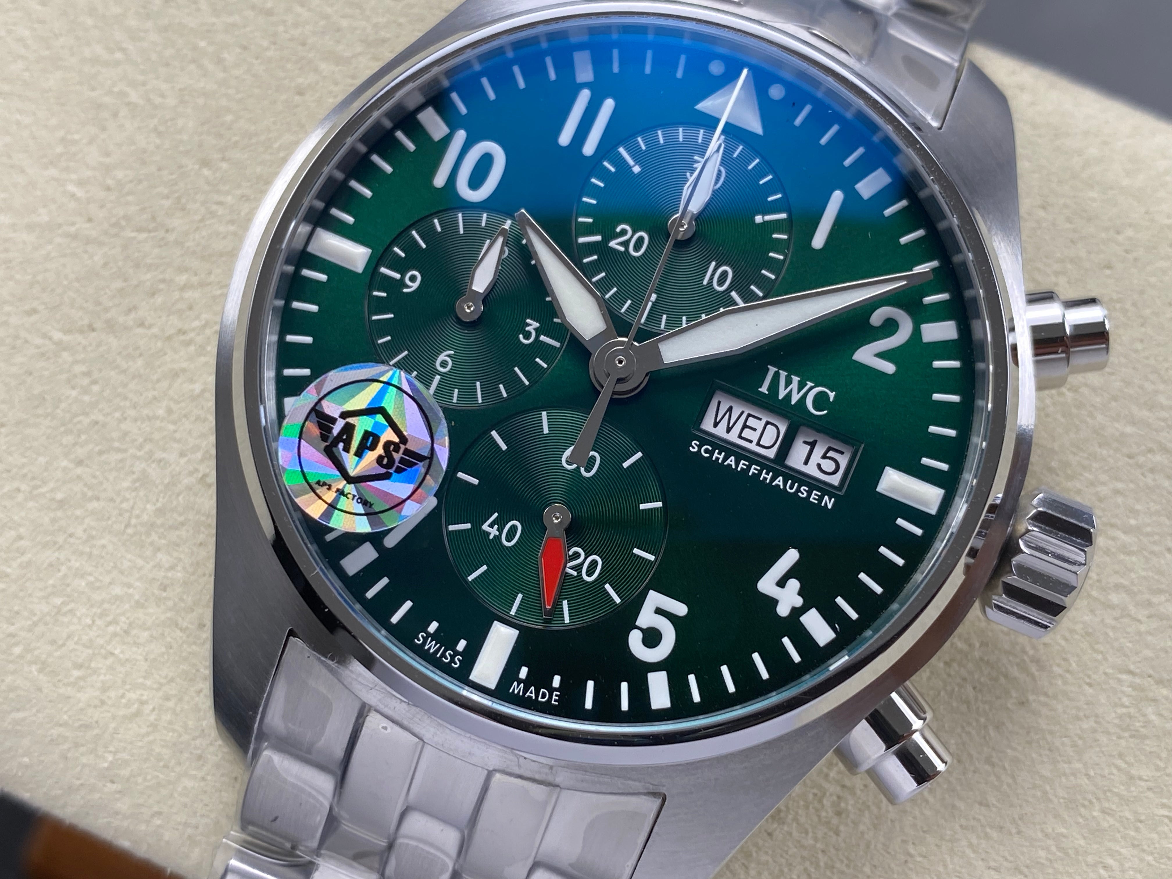 IWC Schaffhausen Pilot's 41mm Green Dial Steel Case
