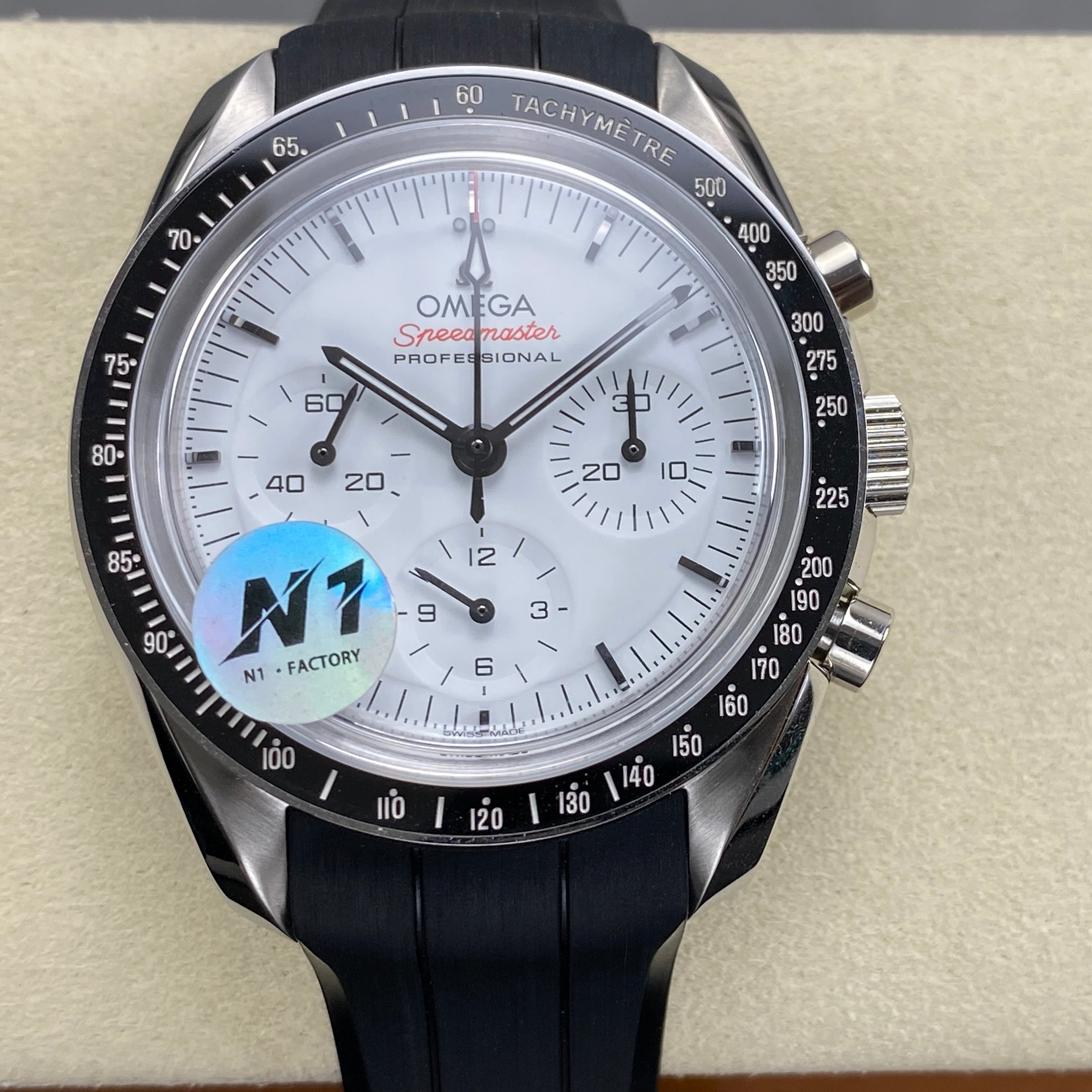 Omega Speedmaster Professional Moonwatch 42mm White Dial Black Rubber Strap