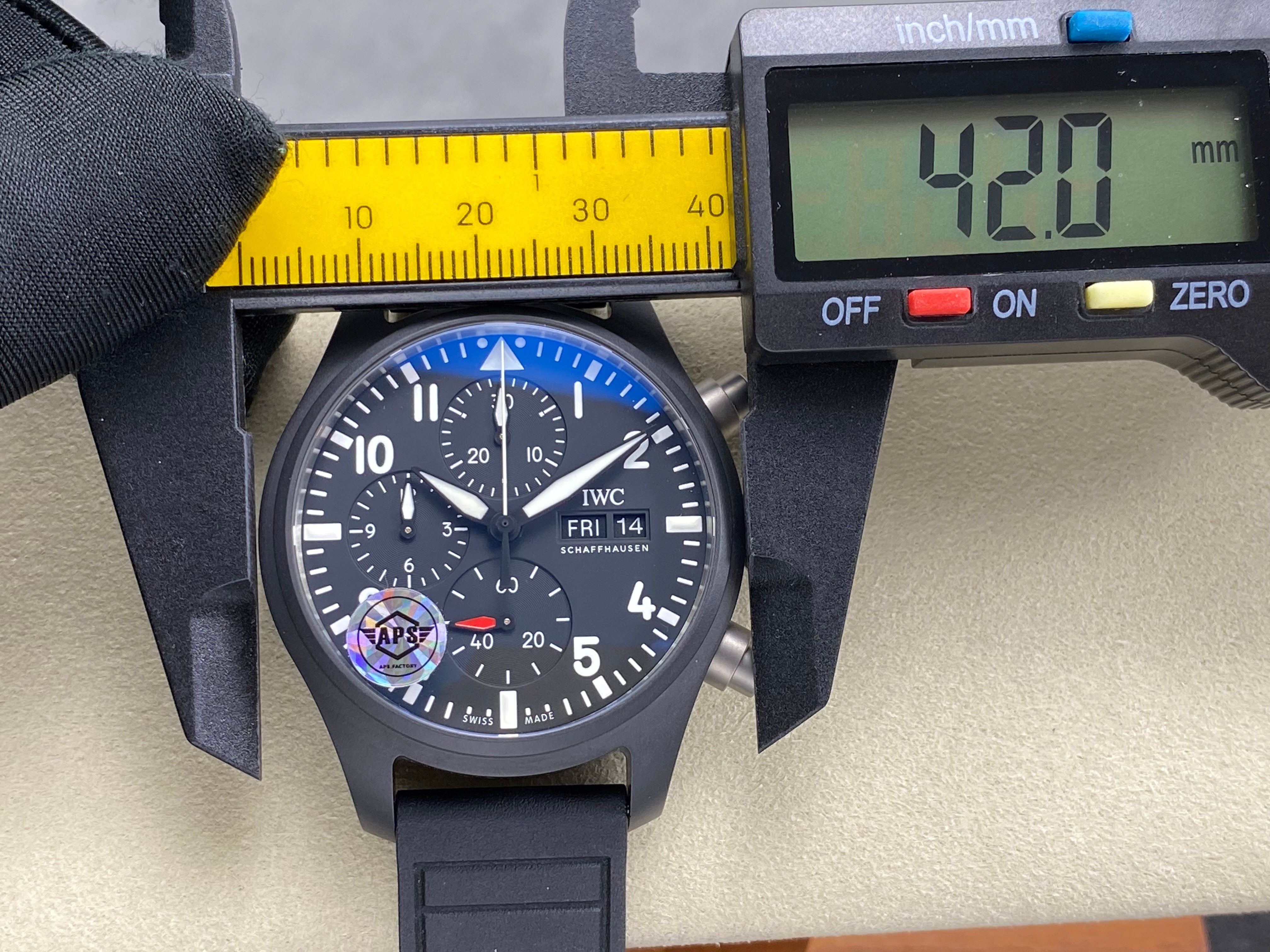 IWC Pilot's Chronograph 42 Black Dial Black Case Rubber Strap