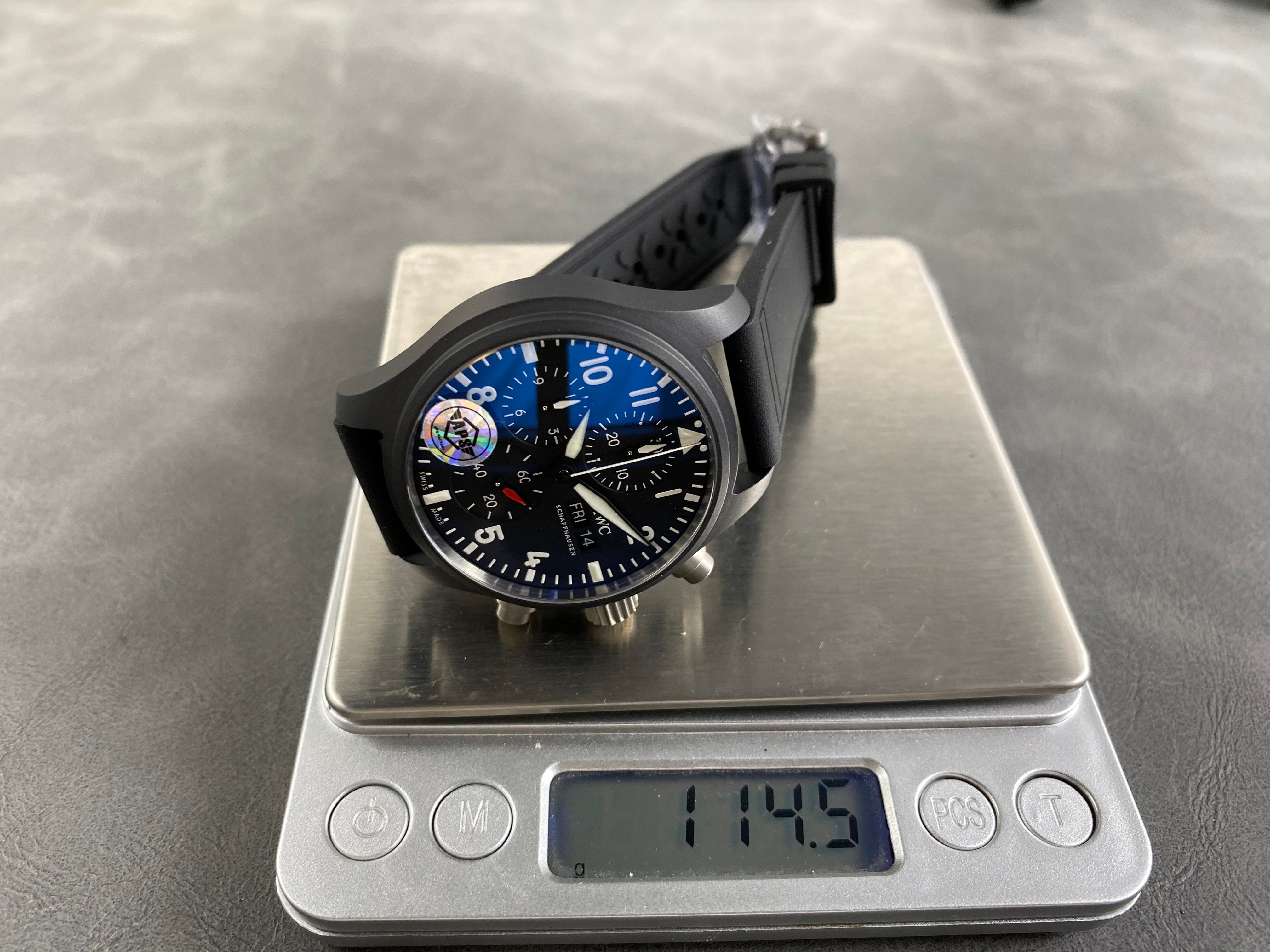 IWC Pilot's Chronograph 42 Black Dial Black Case Rubber Strap