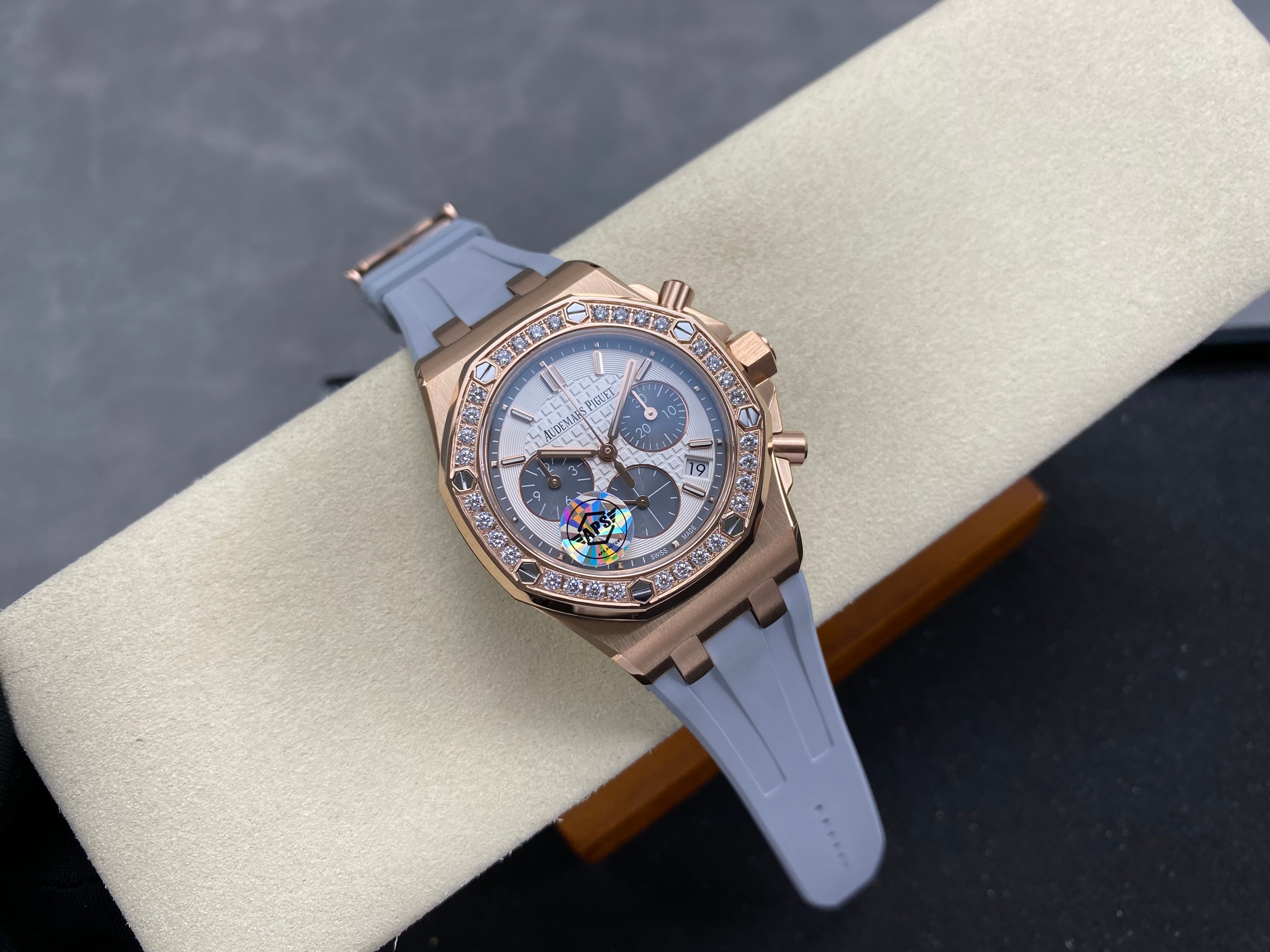 Audemars Piguet Royal Oak Chronograph 37mm Rose Gold White Grey Dial