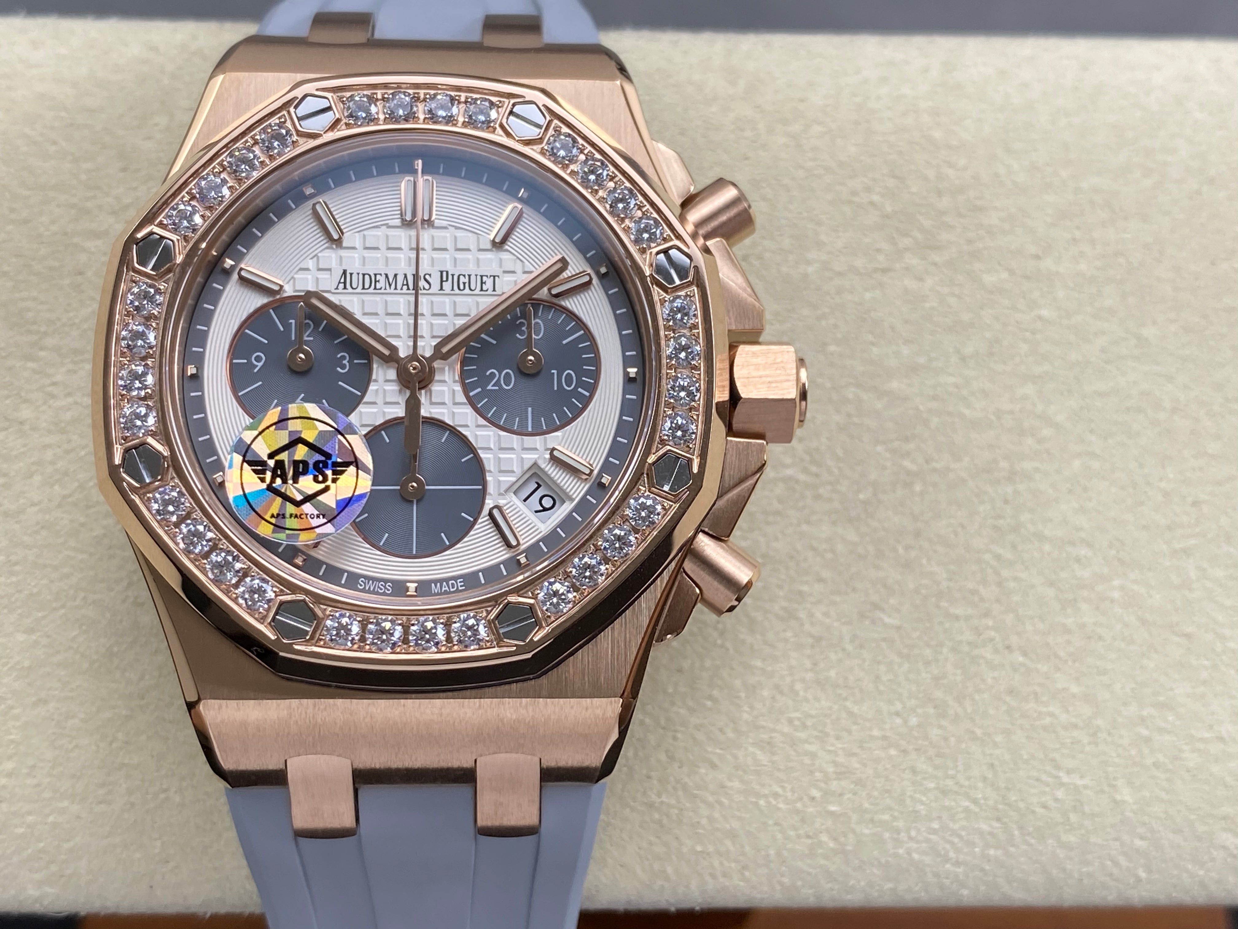 Audemars Piguet Royal Oak Chronograph 37mm Rose Gold White Grey Dial