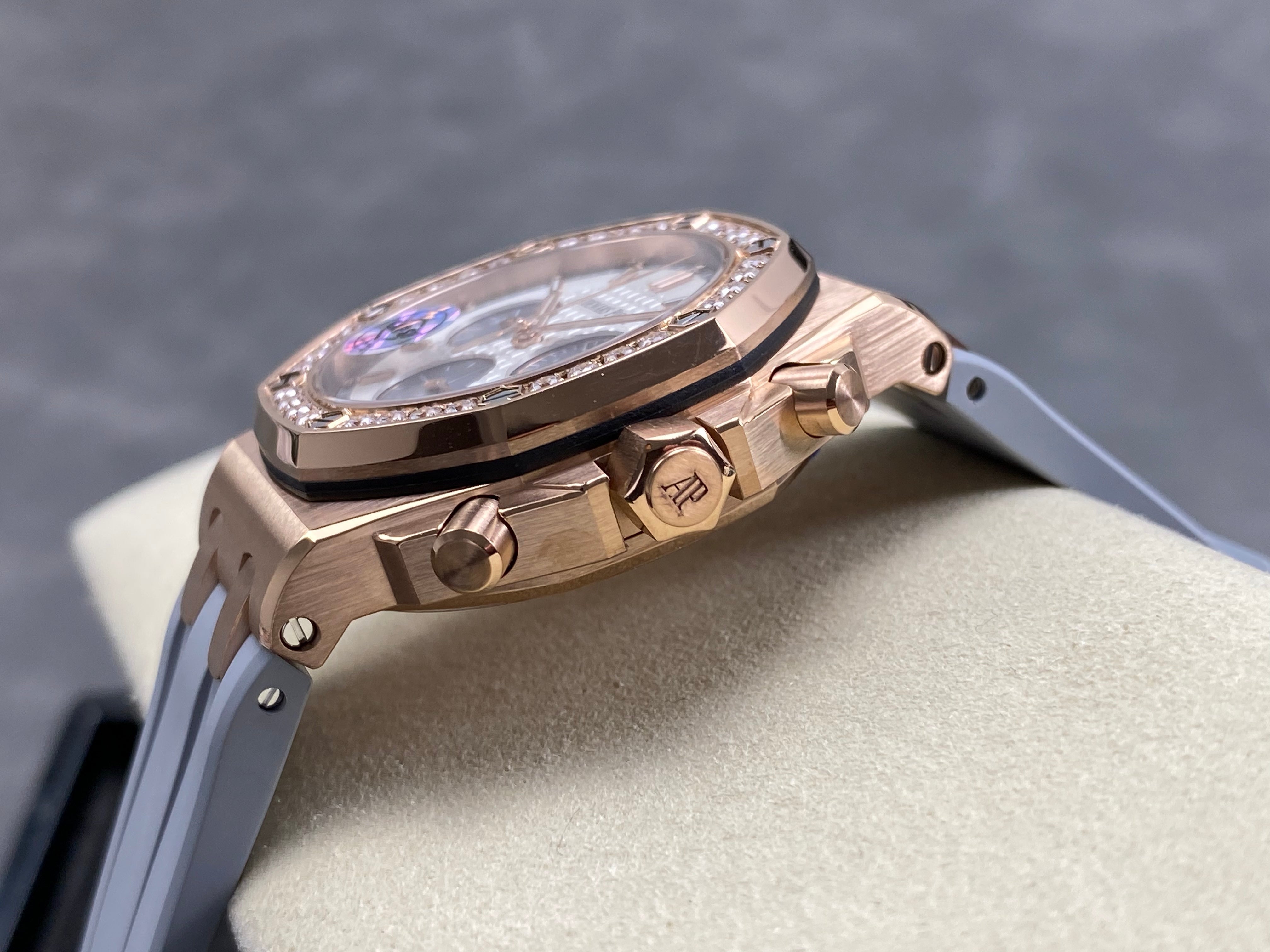 Audemars Piguet Royal Oak Chronograph 37mm Rose Gold White Grey Dial
