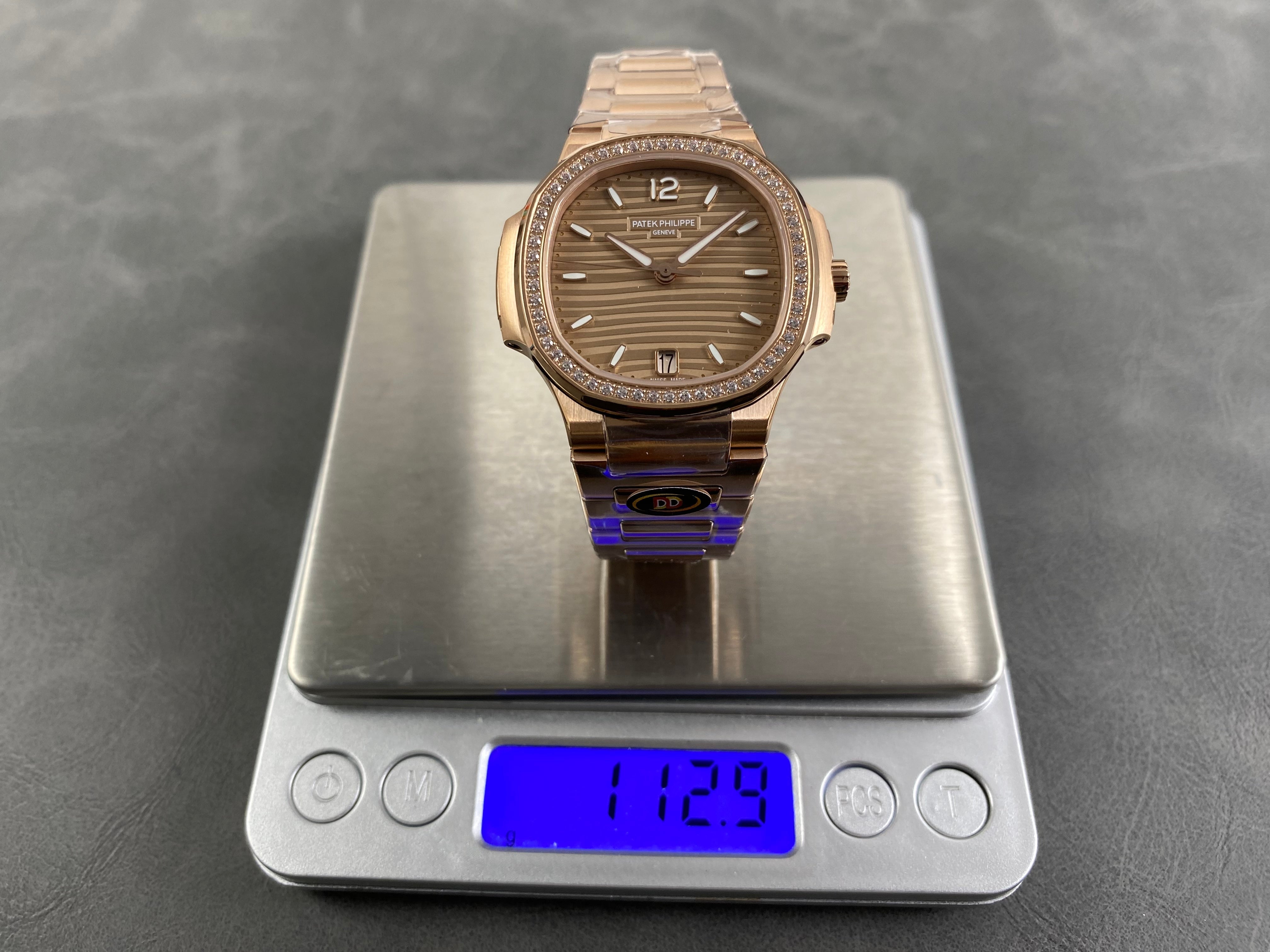 Patek Philippe Nautilus 34mm Pink Gold Case Diamond Bezel