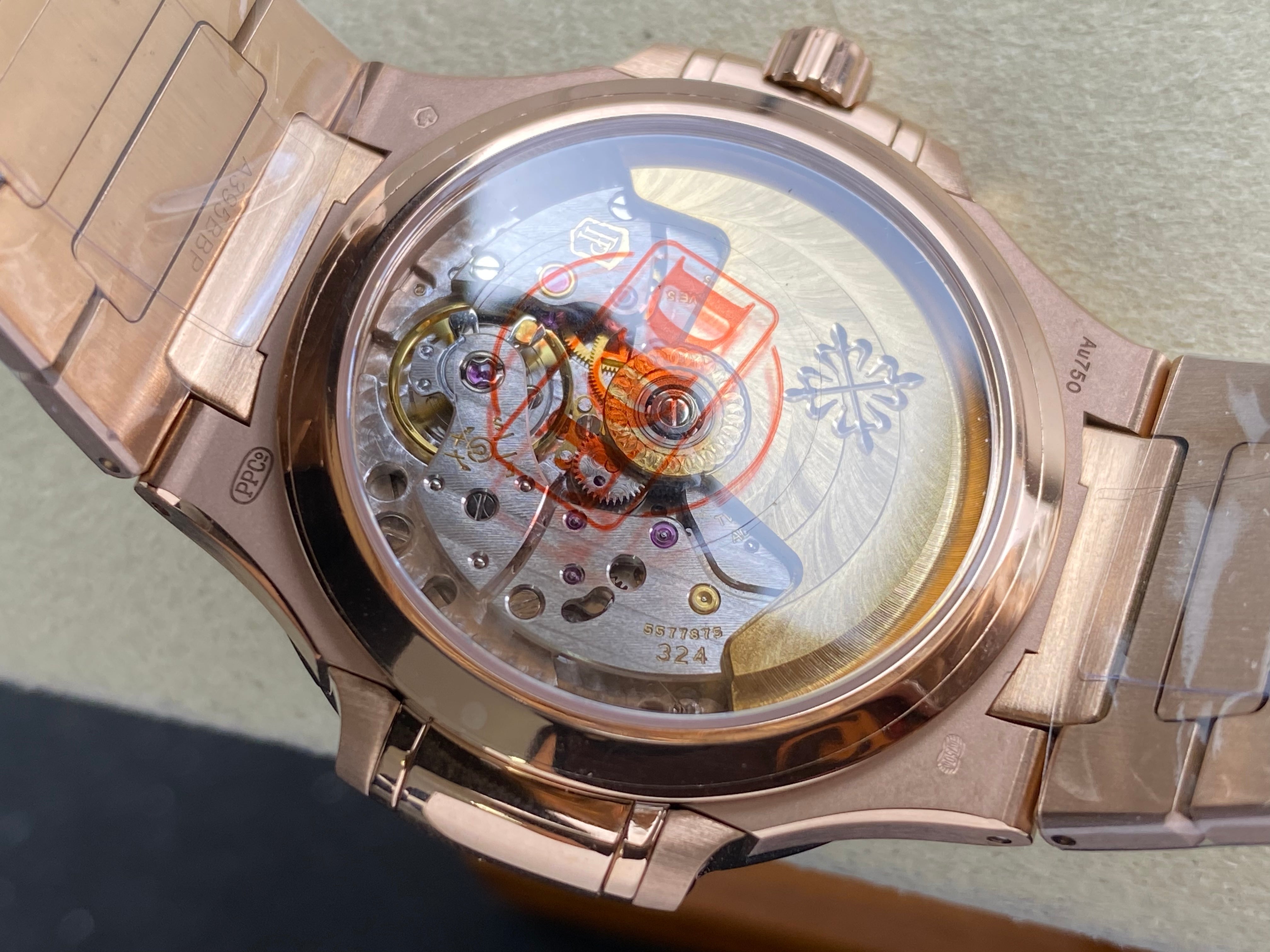 Patek Philippe Nautilus 34mm Pink Gold Case Diamond Bezel