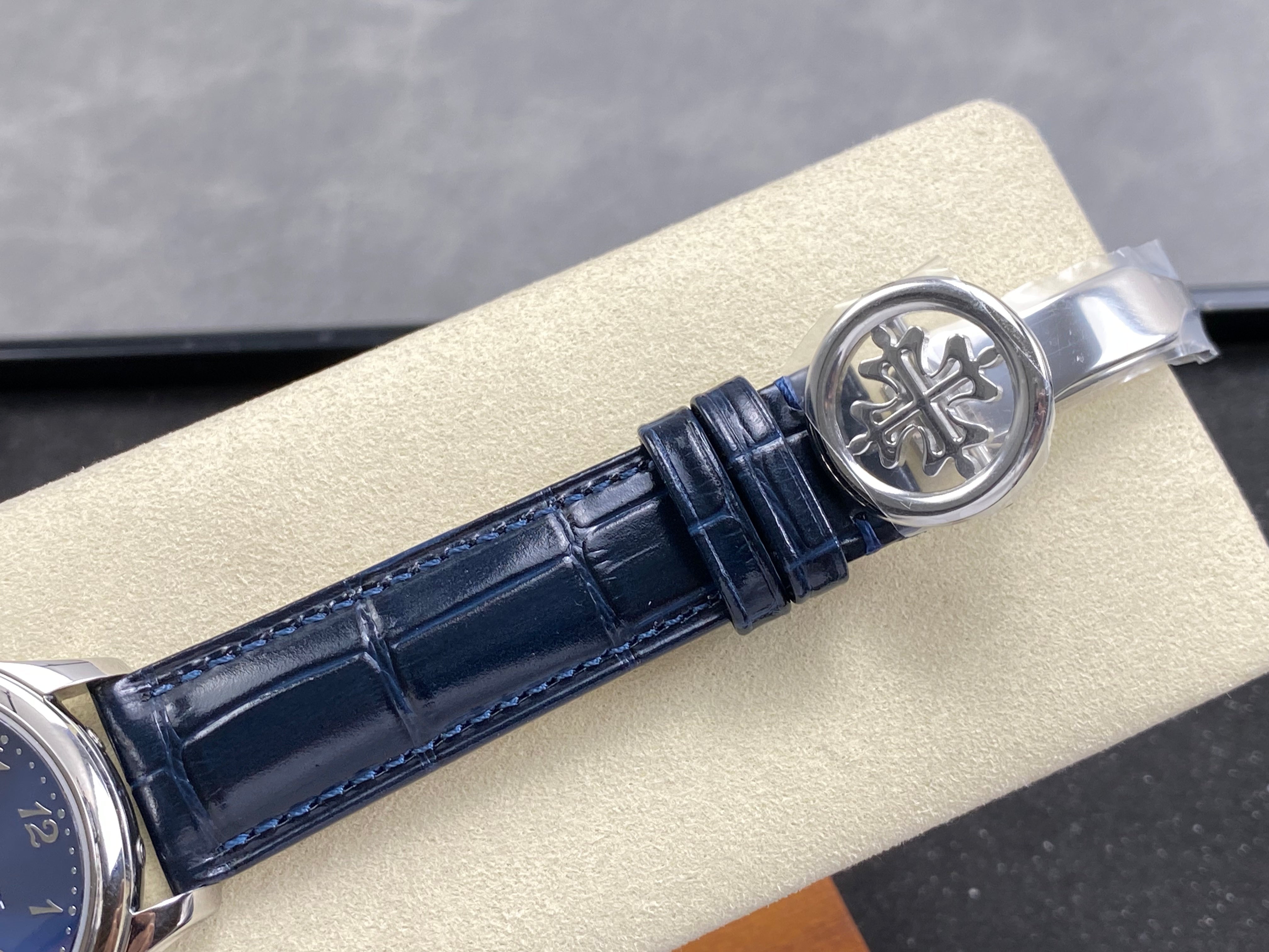 Patek Philippe Perpetual Calendar 39mm Blue Dial Blue Leather Strap