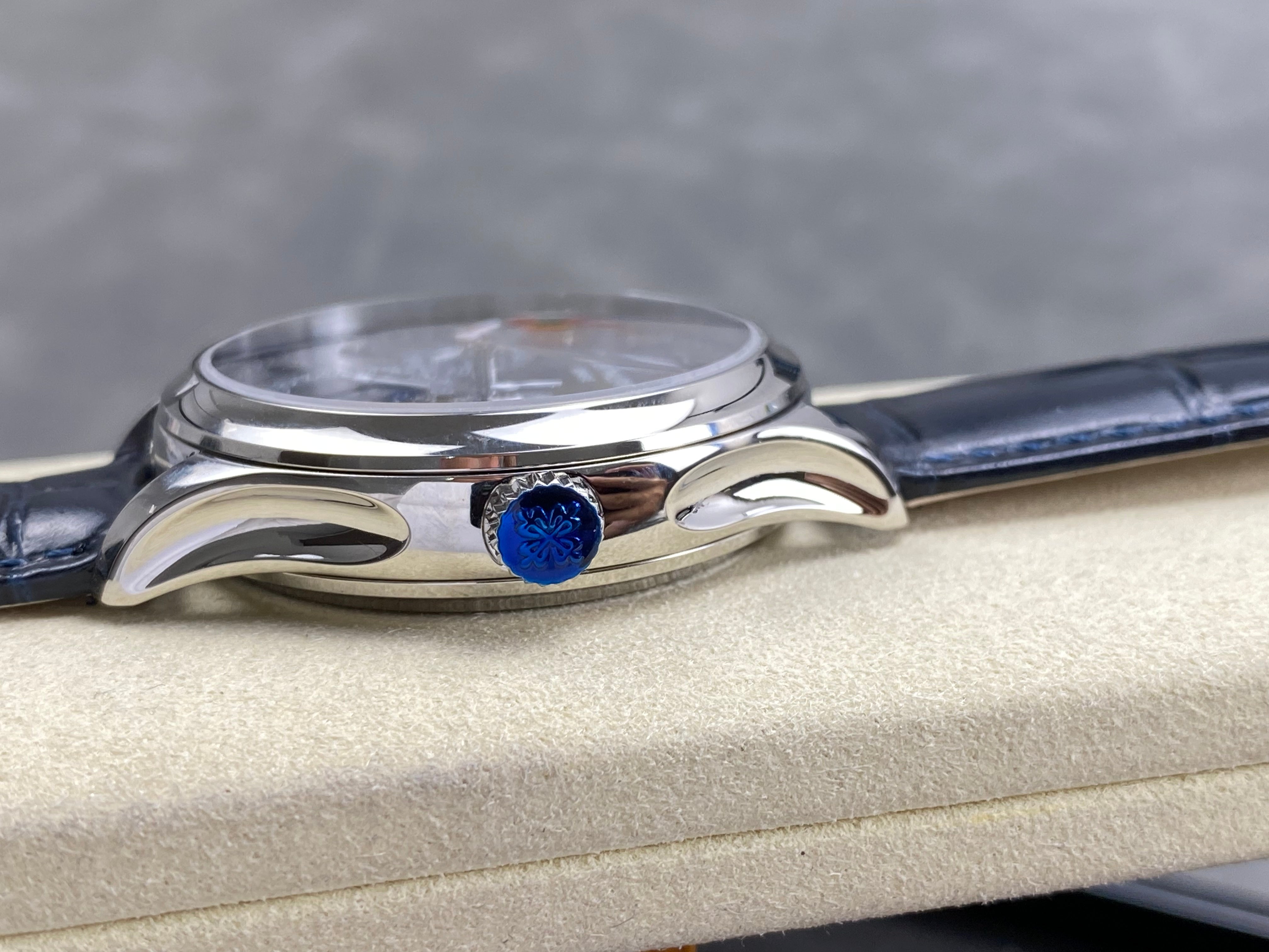 Patek Philippe Perpetual Calendar 39mm Blue Dial Blue Leather Strap