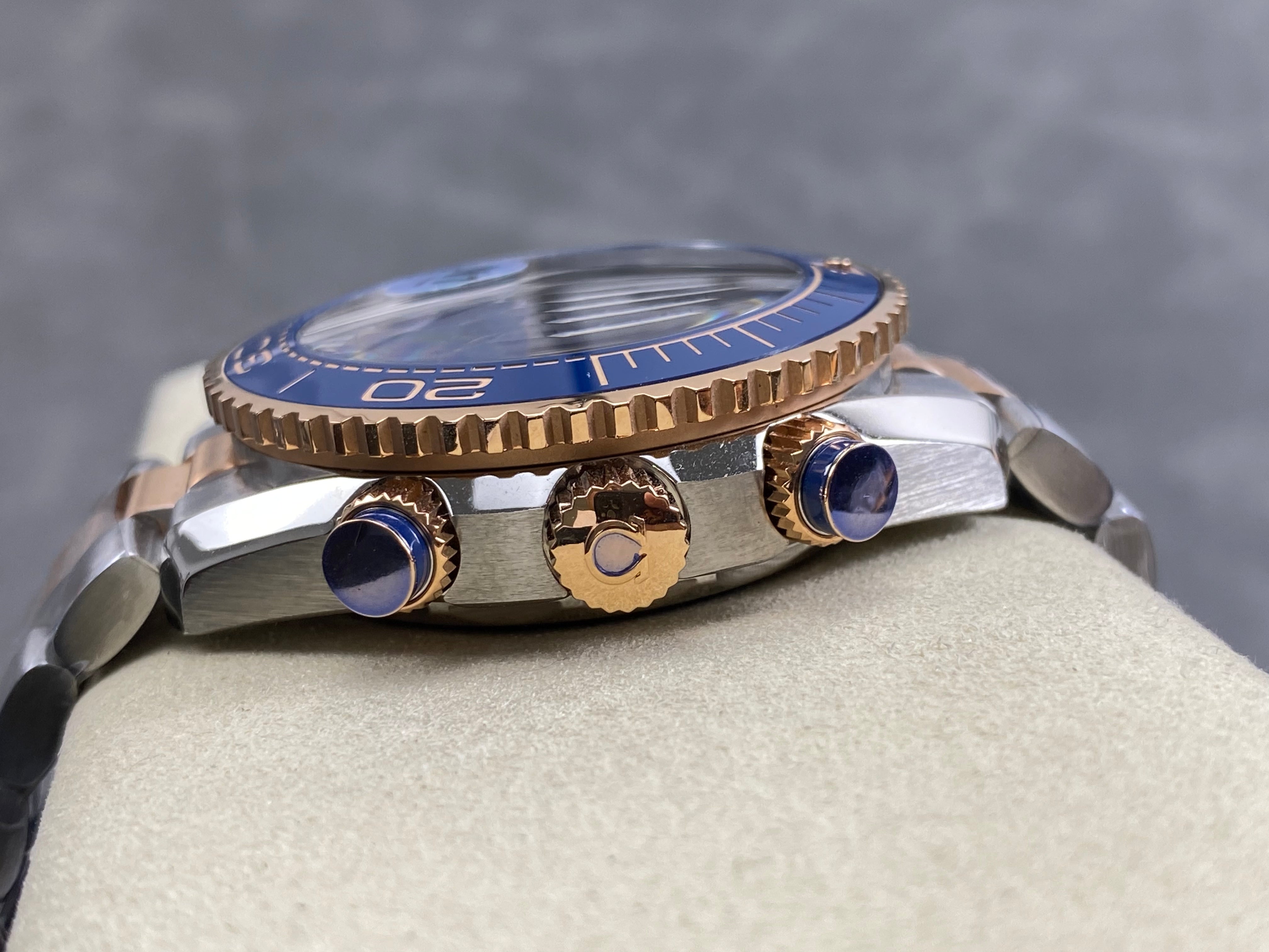 Omega Seamaster 46mm Blue Dial Pink Gold Steel