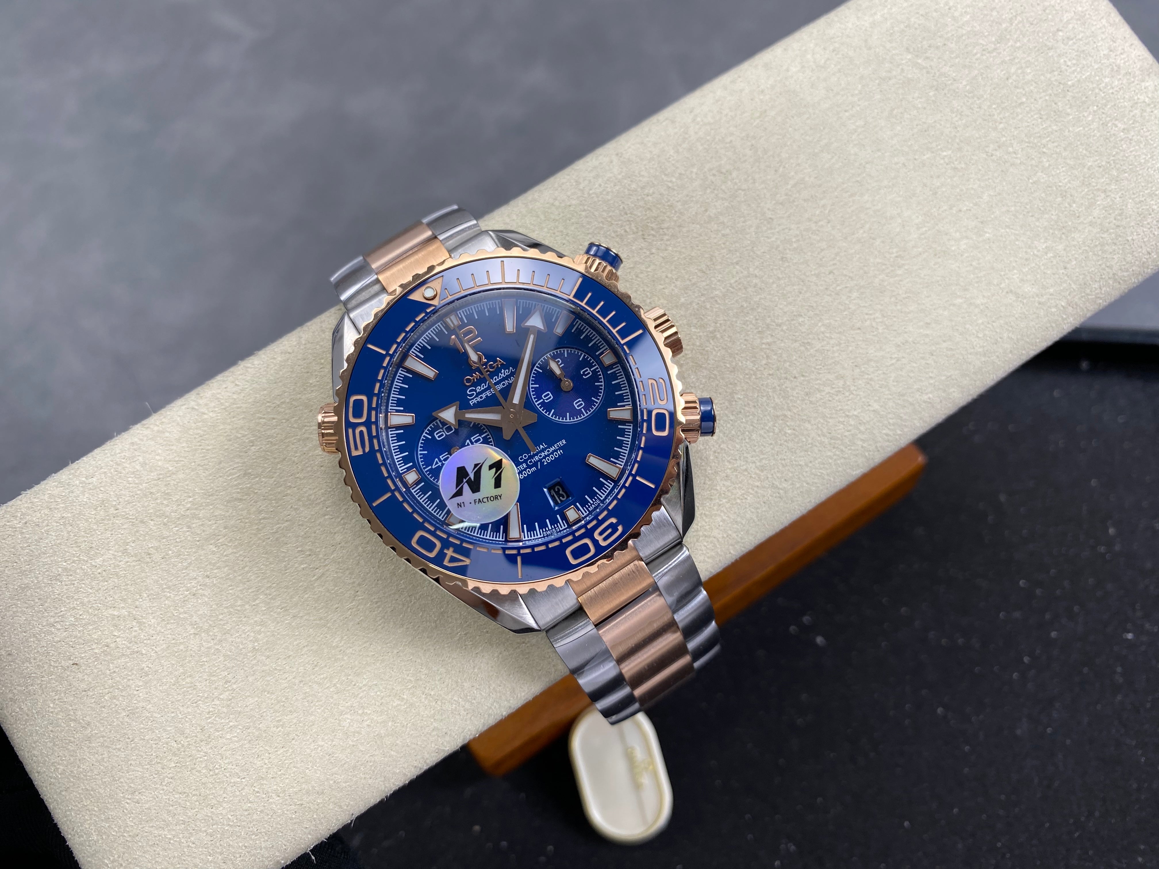 Omega Seamaster 46mm Blue Dial Pink Gold Steel