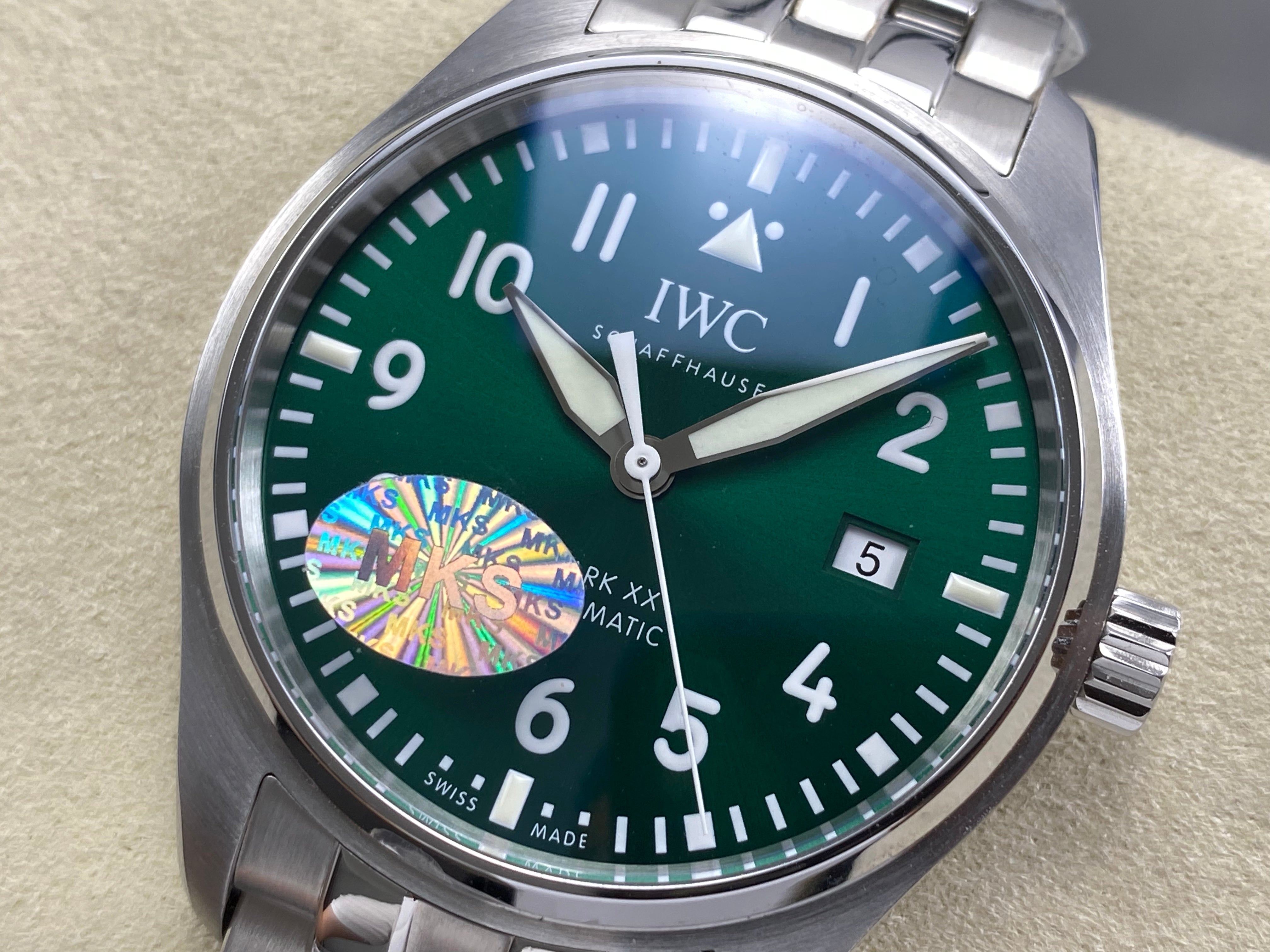 IWC Pilot's Mark XX 40mm Green Dial Steel Case