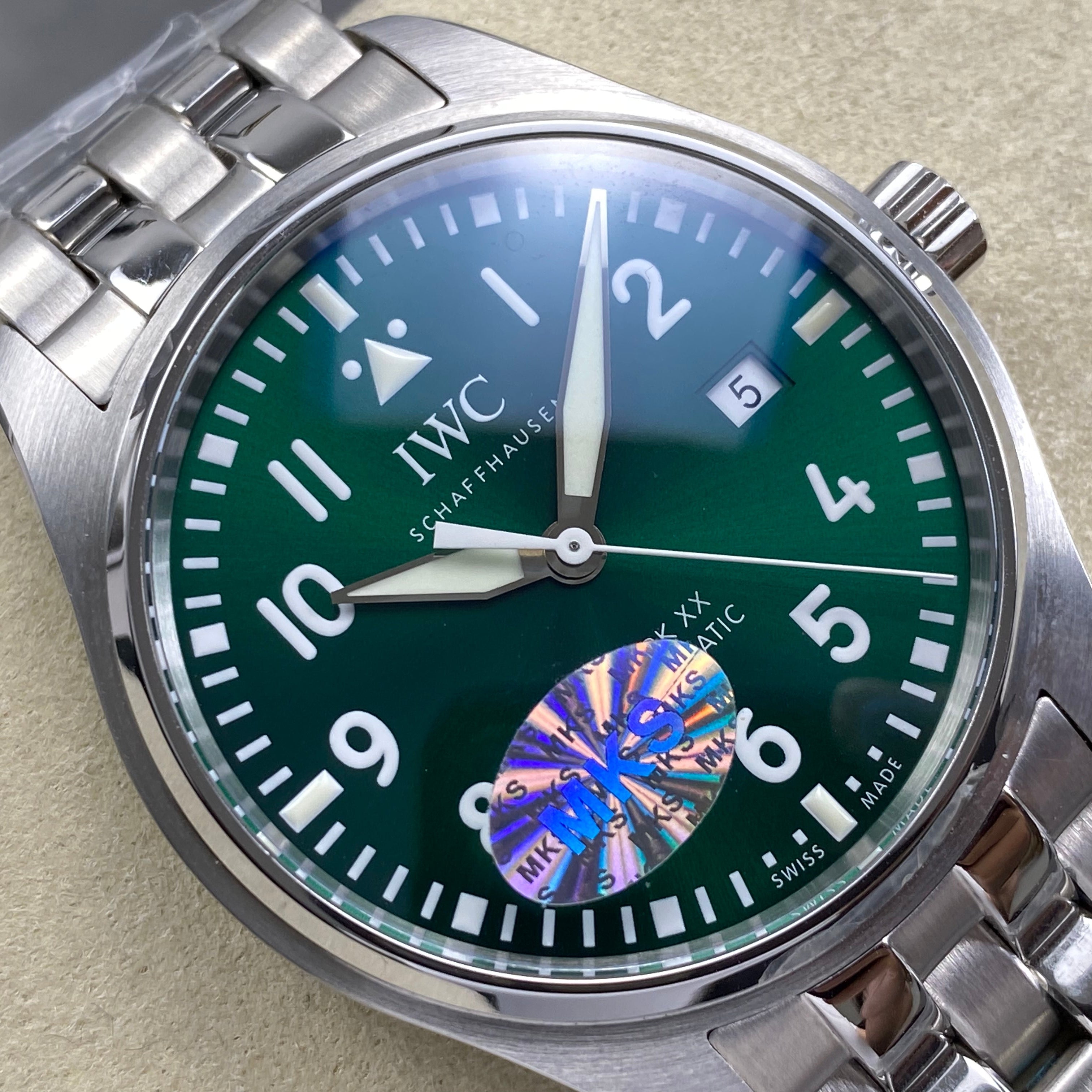 IWC Pilot's Mark XX 40mm Green Dial Steel Case