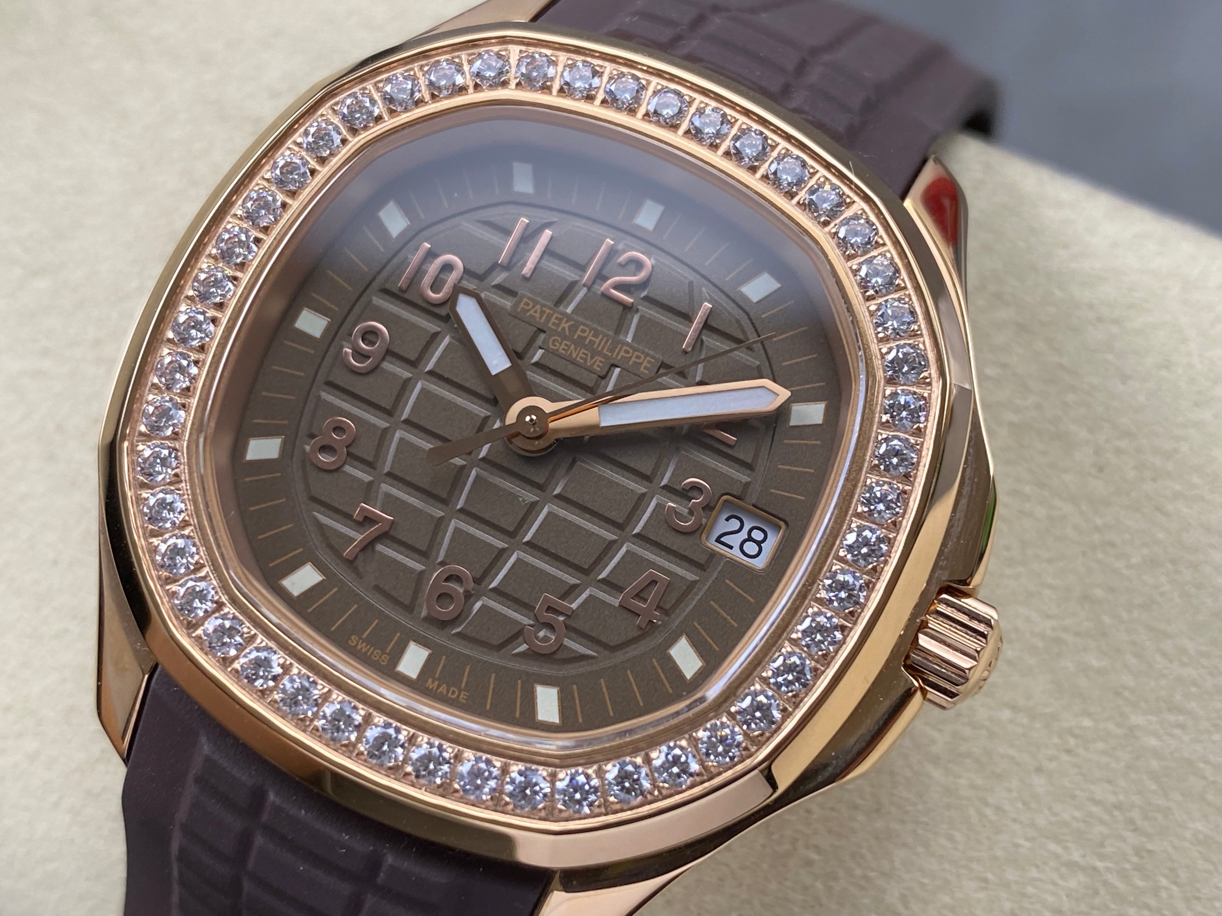 Patek Philippe Aquanaut 38.8mm Rose Gold Case Brown Rubber Strap