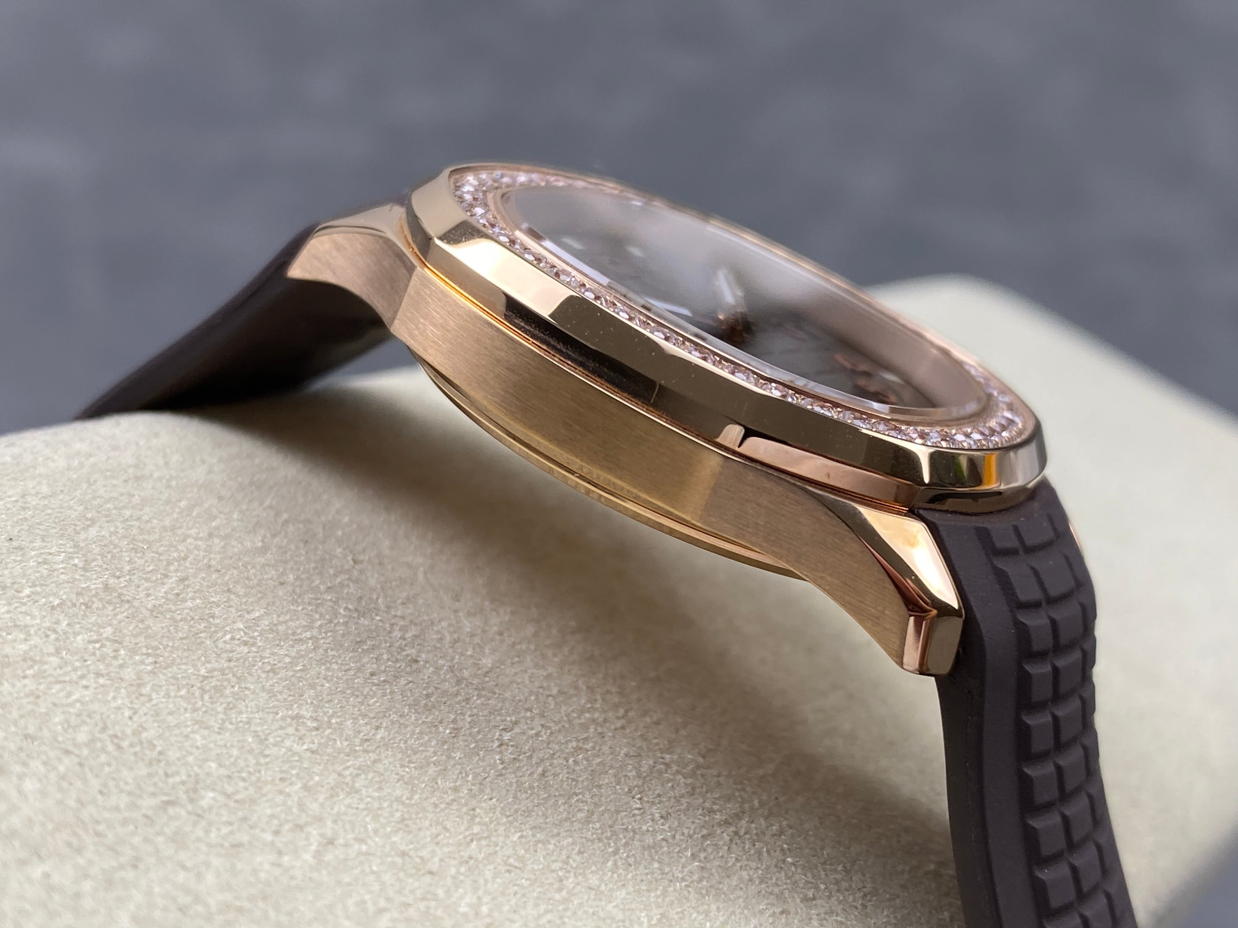 Patek Philippe Aquanaut 38.8mm Rose Gold Case Brown Rubber Strap