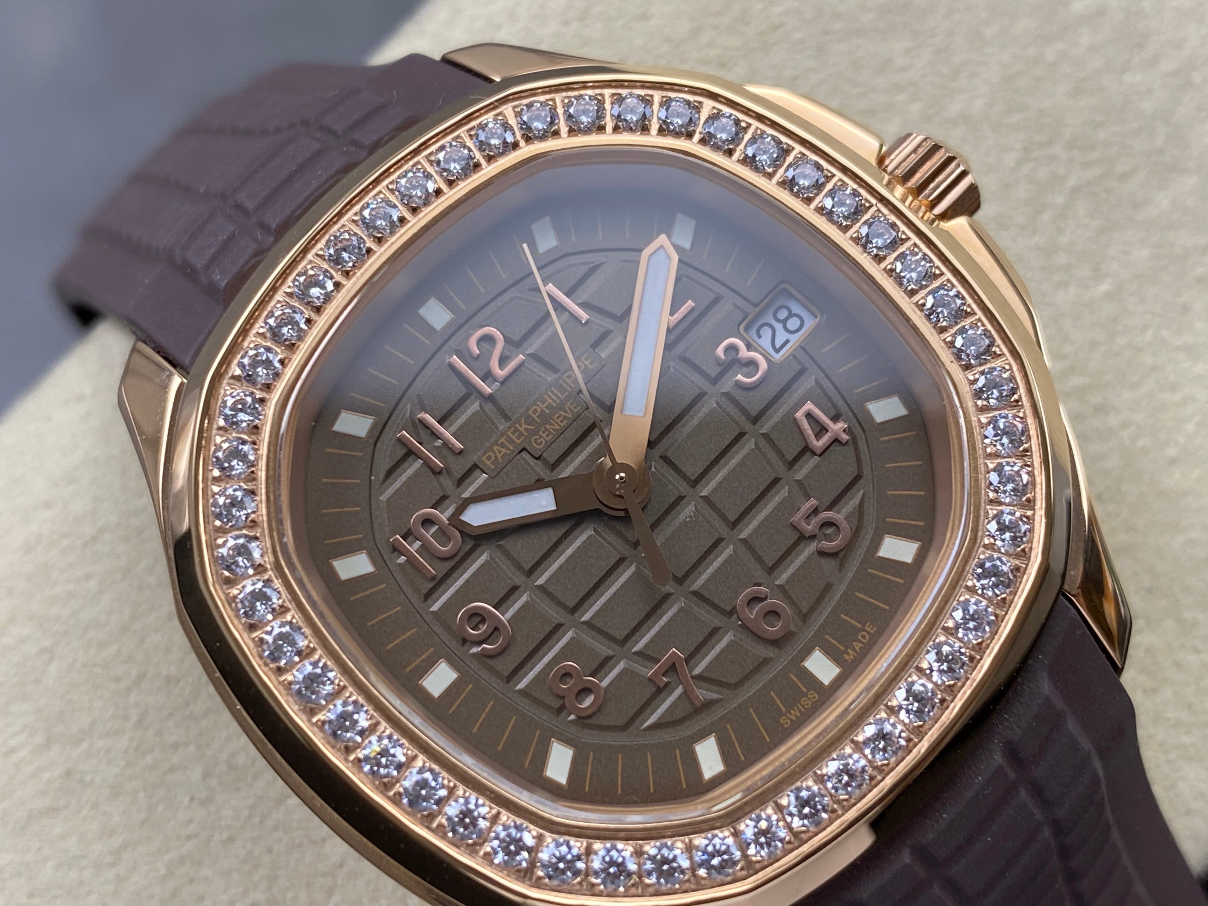 Patek Philippe Aquanaut 38.8mm Rose Gold Case Brown Rubber Strap