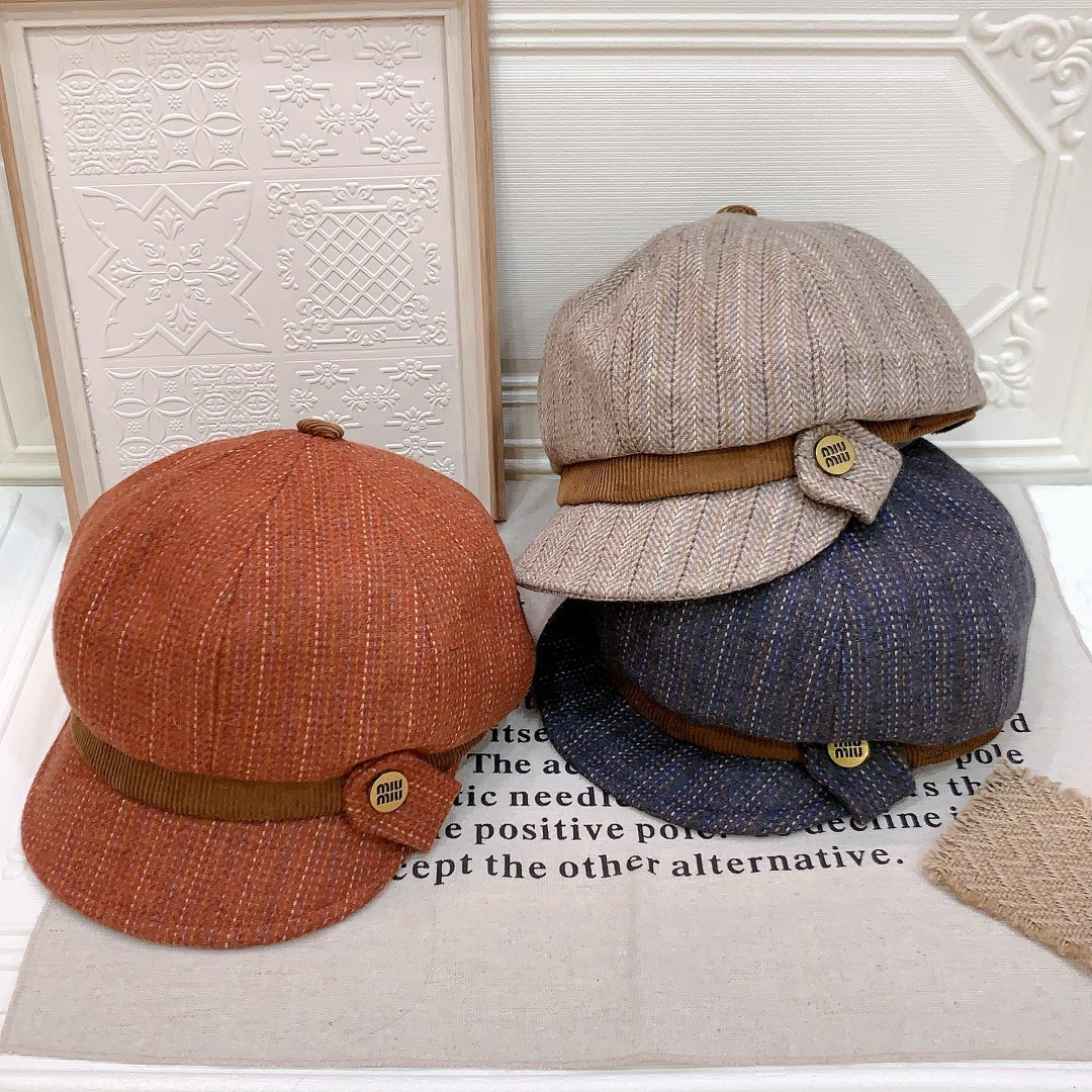 Miu Miu Retro Plaid Newsboy Cap 215958