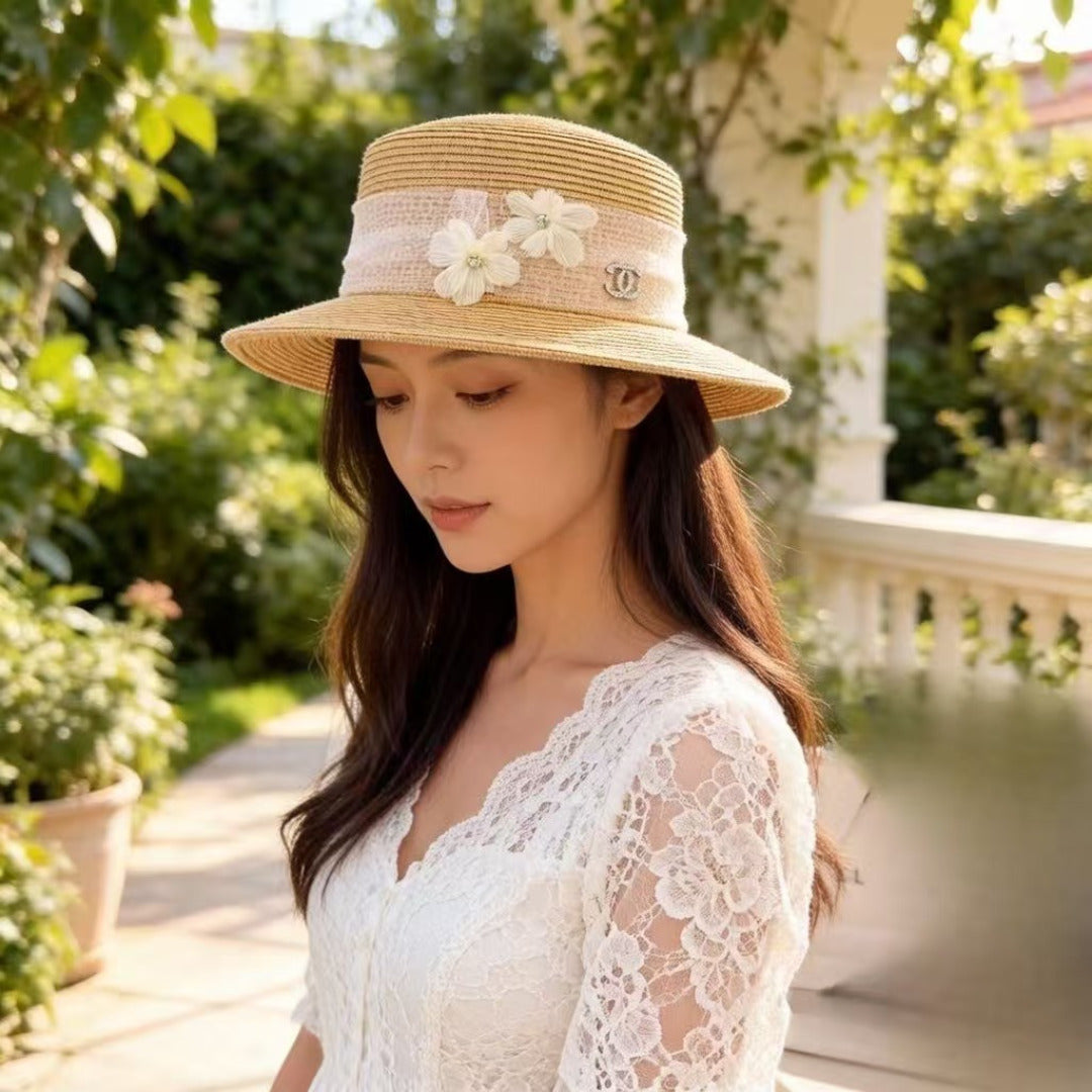 Chanel Lace Flower Straw Hat 323563