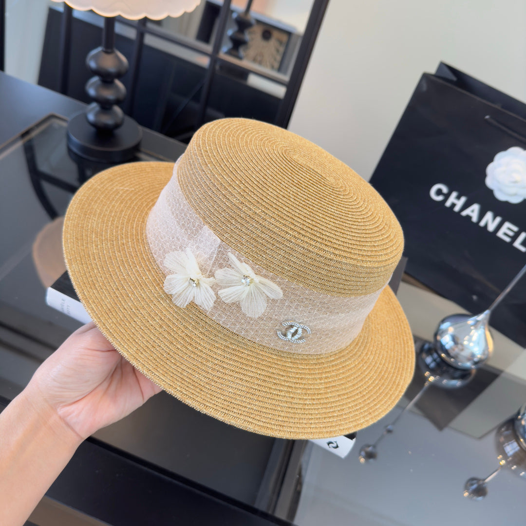Chanel Lace Flower Straw Hat 323563