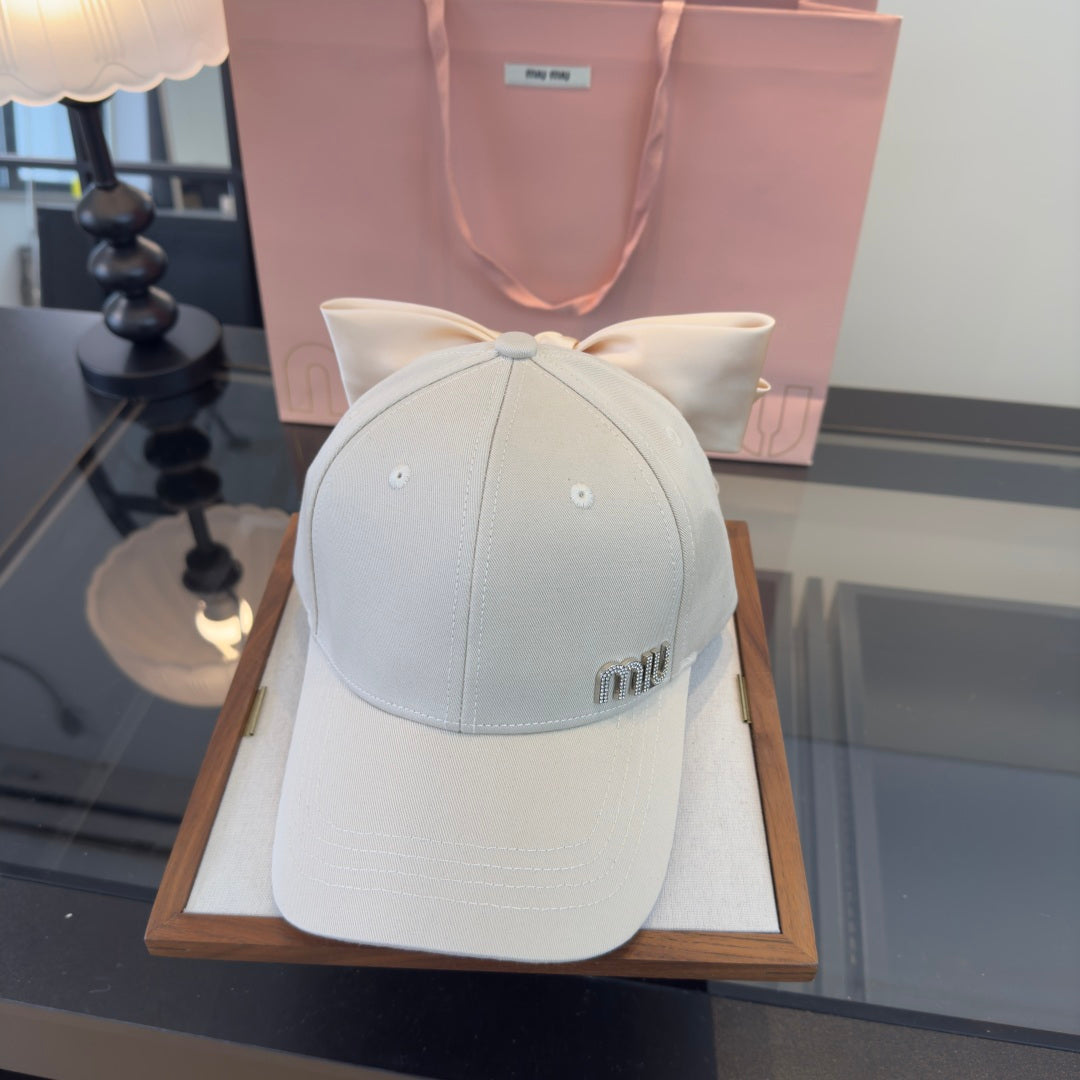 Miumiu Bow-tie Baseball Cap Cotton Fabric 343533