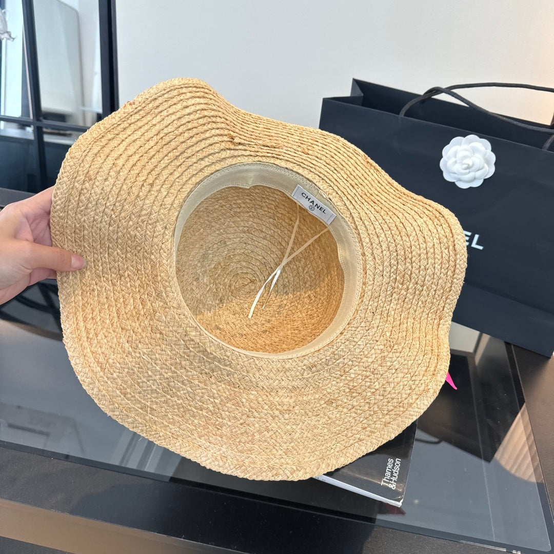 Chanel Straw Hat With Silk Ribbon 323571