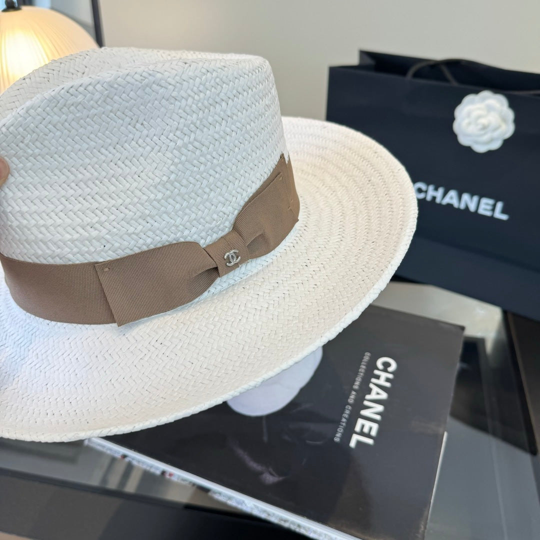 Chanel Straw Hat With Ribbon 360781