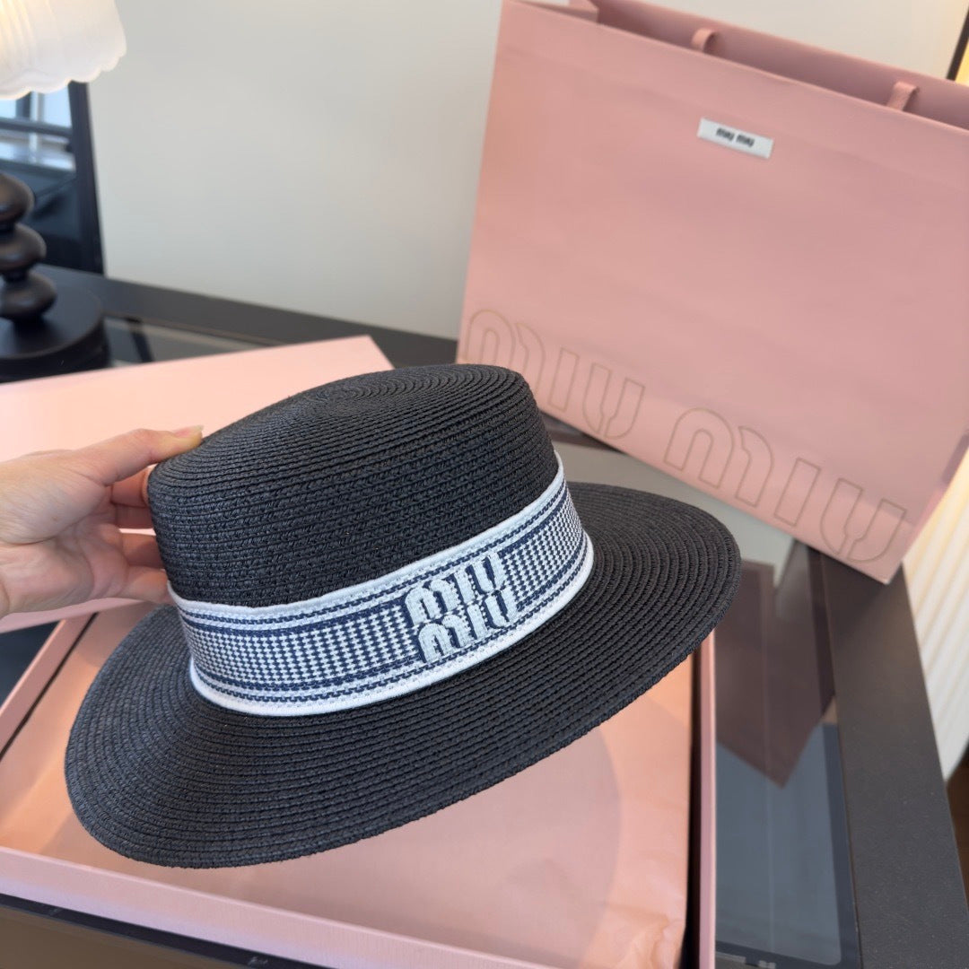 Miumiu Flat-top Straw Hat 379483